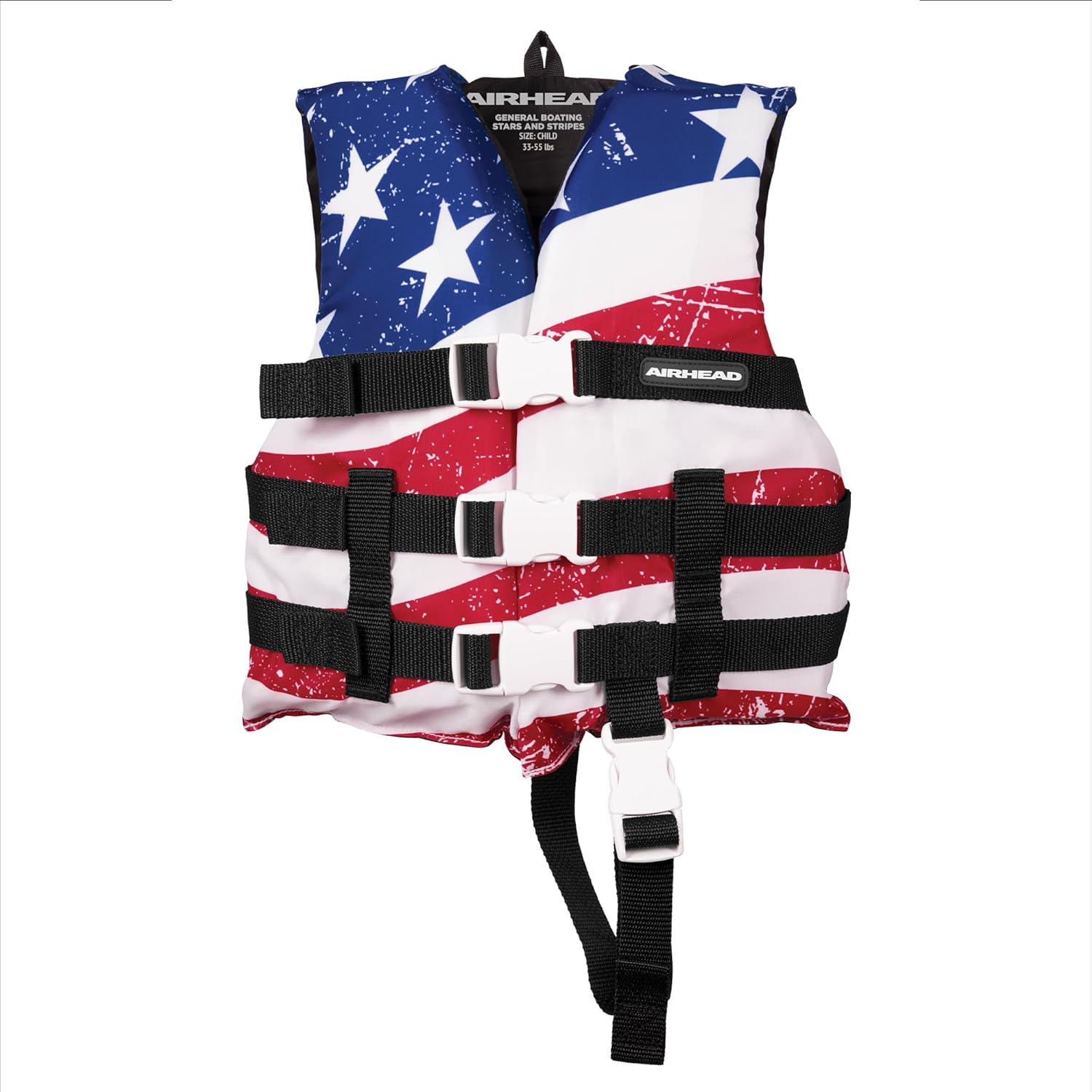 Sportstuff Type III Life Jacket US Coast Guard Approved Open Sides with 3 Body Belts & Buckles Quick Dry Fabric, Secure Fit, Comfortable Stars & Stripes
