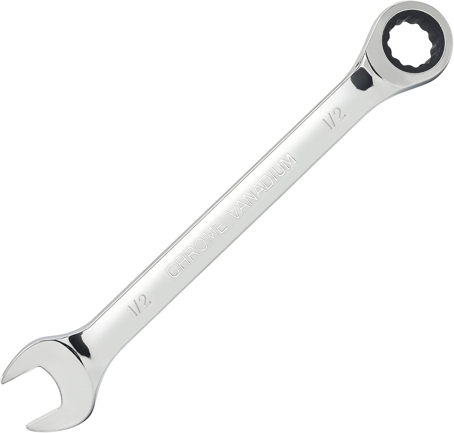 1/2 Inch Ratcheting Combination  SAE 72 Teeth 12 Point Ratchet Box Ended and Open End Spanner Tools for Tight Space, Heat-Treated CR-V