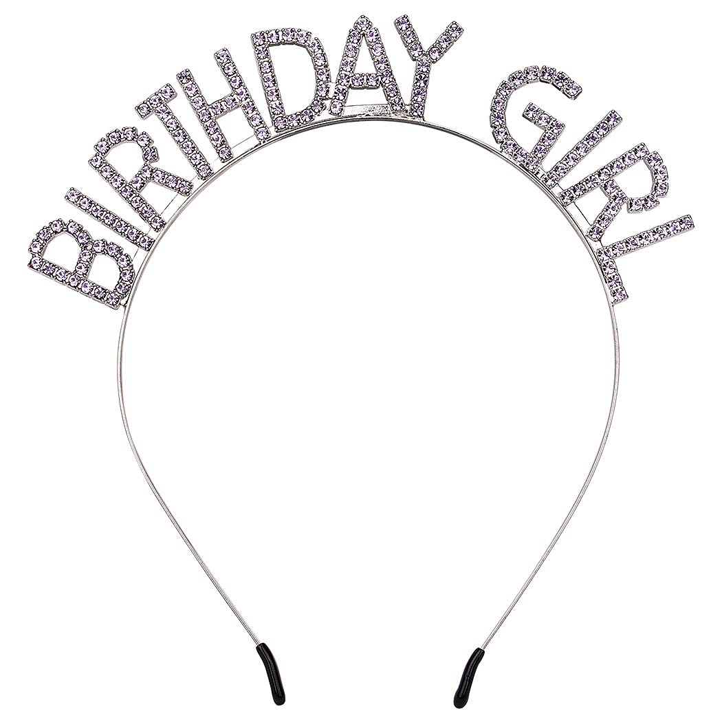 Birthday Girl Headband Crown for Women & Girls - Happy Birthday Purple