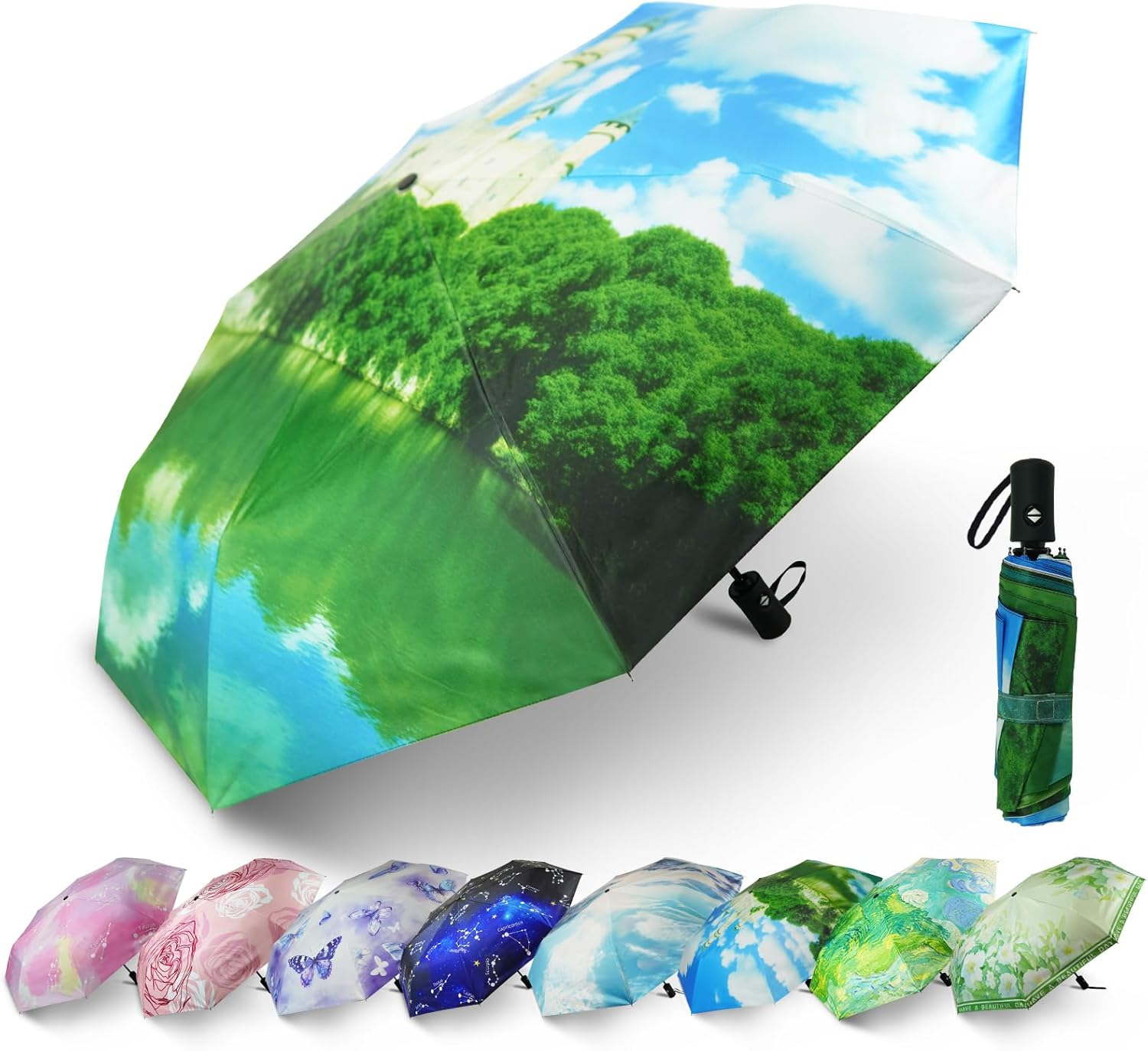Travel Umbrella Windproof Automatic Umbrellas Small Compact UV Sun Protection Factory Outlet Umbrella
