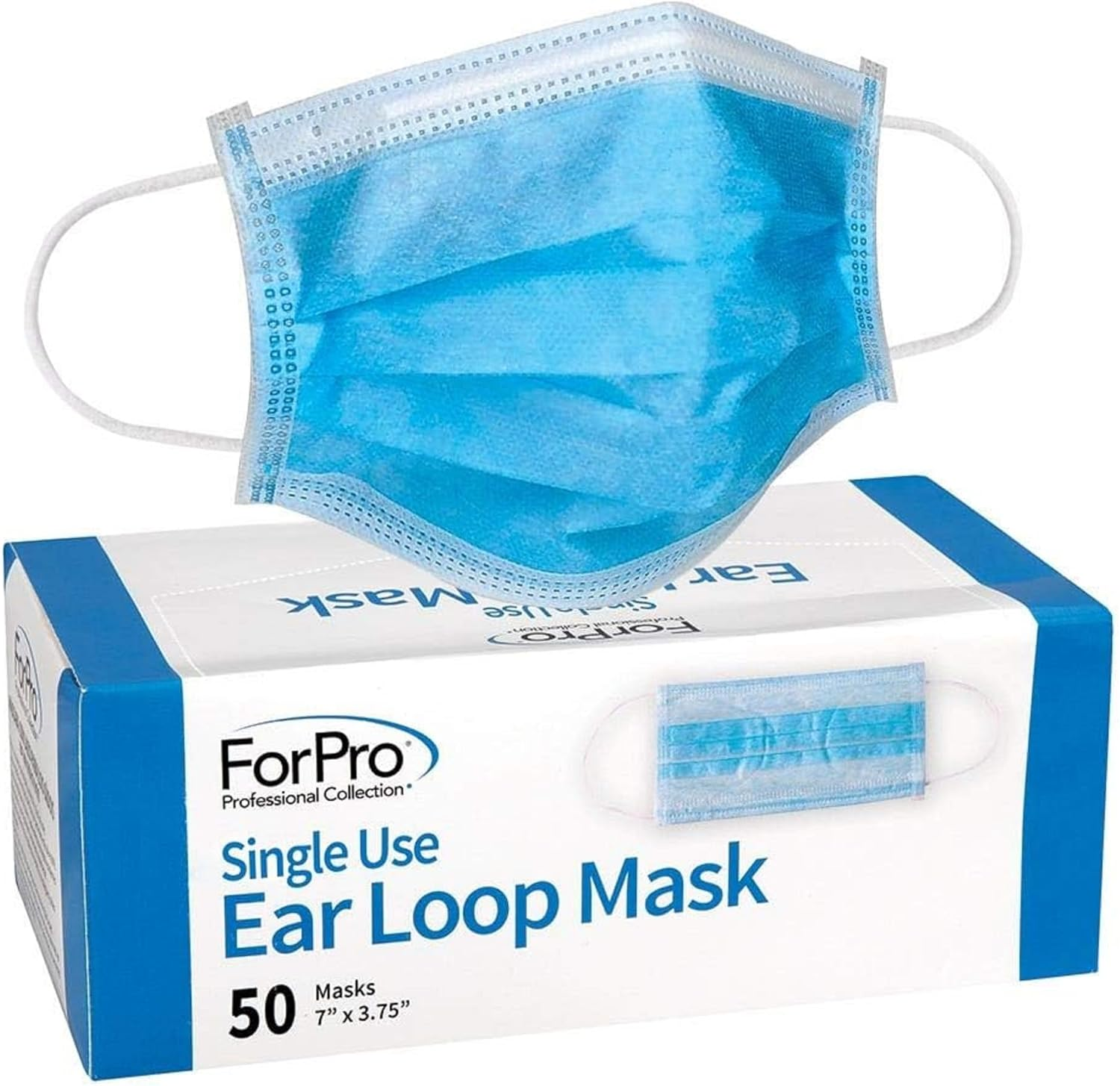Single Use Ear Loop Mask, 3-Ply Disposable Non-Woven Face Mask, Latex-Free, Fiberglass-Free, Protects Against Pollen, Dust, 50-Count
