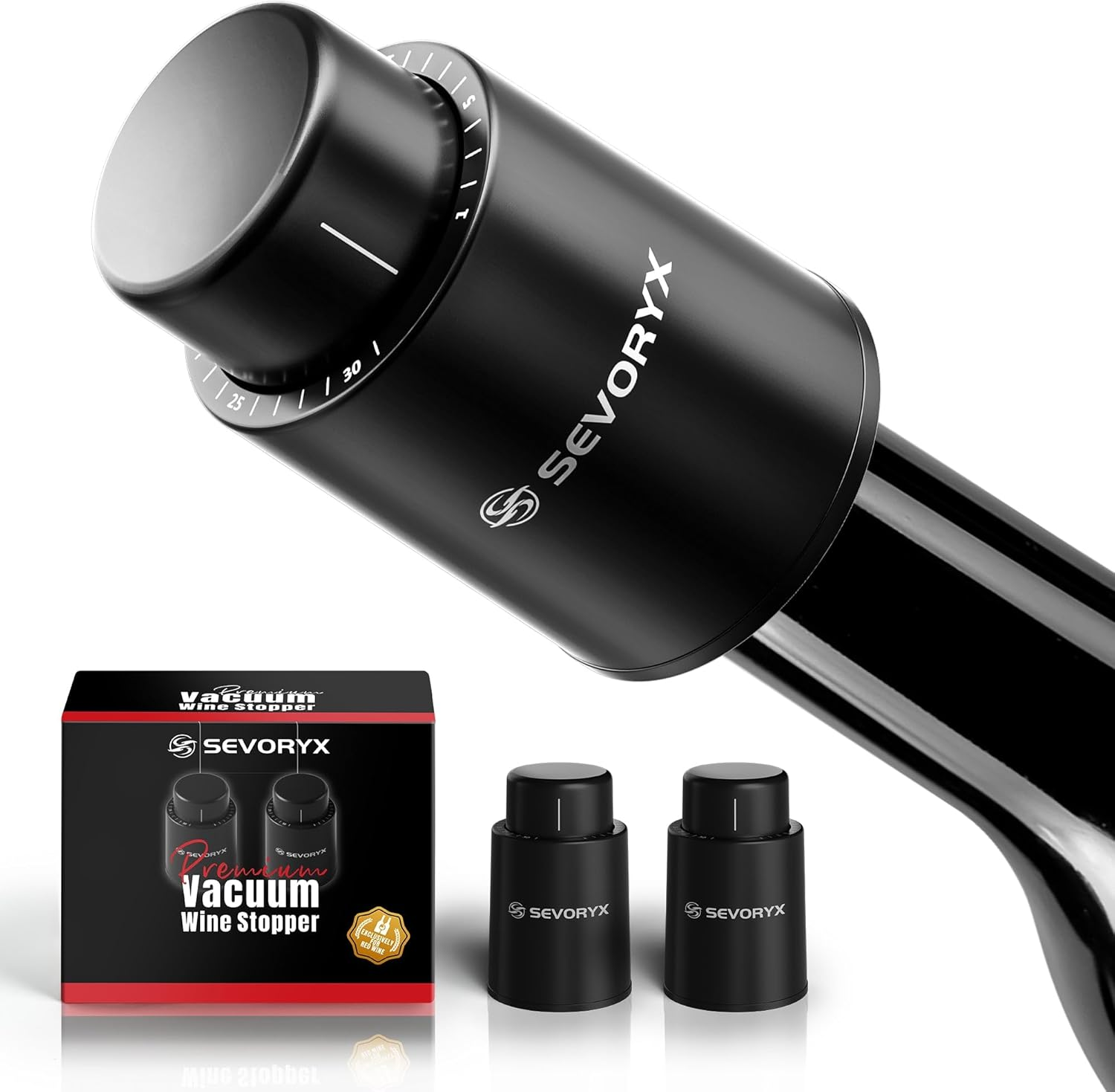 Vacuum Wine Stopper for Bottles - Premium Wine Saver with 7-Day Freshness Guarantee, Built-In Date Tracker, Leakproof Design & Food-Grade Material, Free Wineguide E-Book Included
