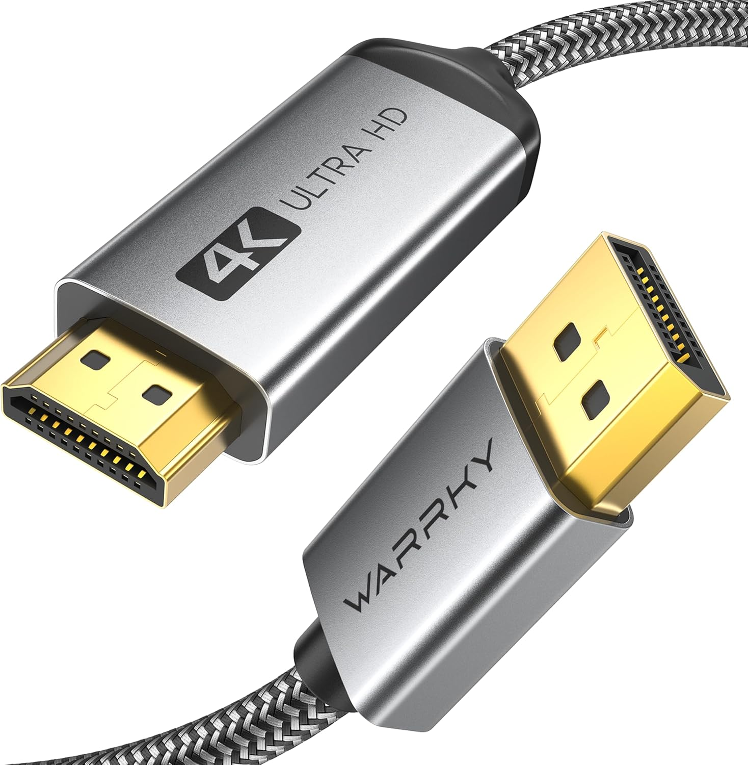 4K Displayport to HDMI Cable [UHD, Metal Case, Nylon Cable] 6FT Unidirectional Display Port 1.2 Source to HDMI 1.4 Screen, DP to HDMI Compatible for Computer, NVIDIA, AMD, Dell, Lenovo, Monitor