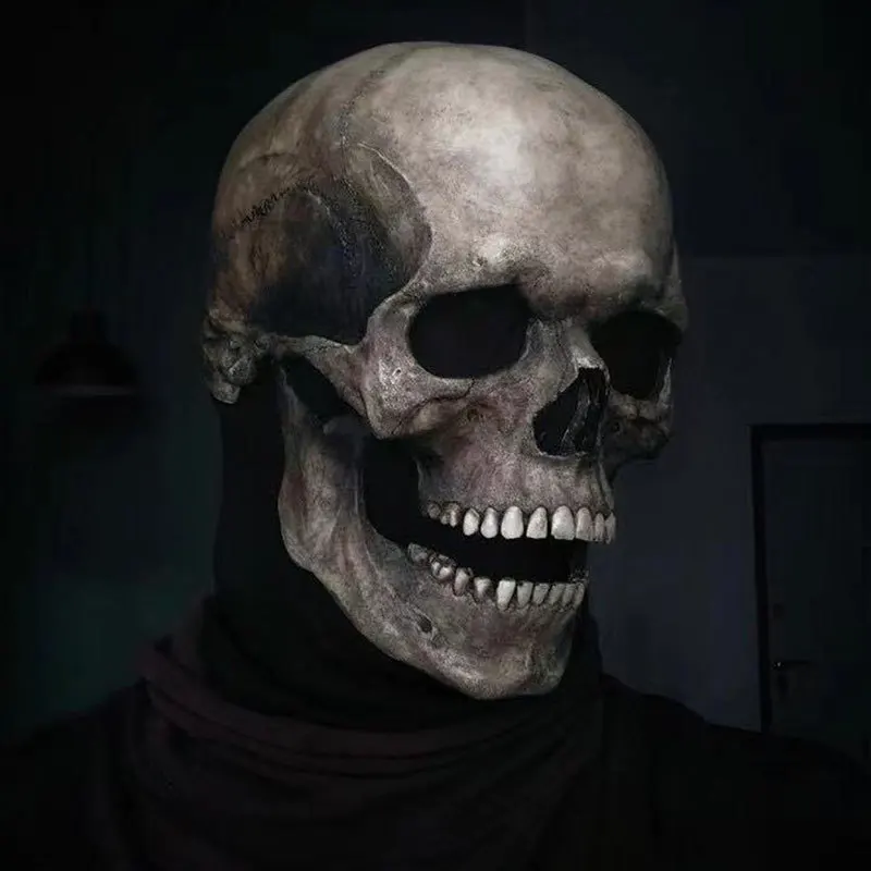 Realistic Skull Mask with Movable Jaw – Full Head Horror Helmet for Halloween & Cosplay
