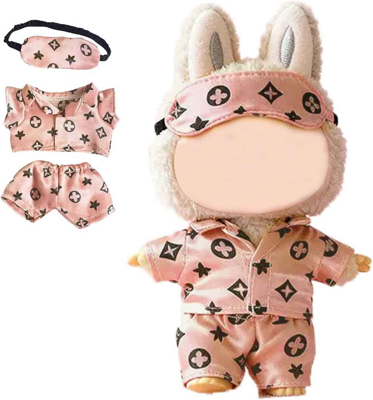 Pink Dolls Clothes Compatable with Labubu(No Doll), 17Cm Dolls Cute Outfit Accessories, Small Labubu Clothes Set for Doll, Gift for Women