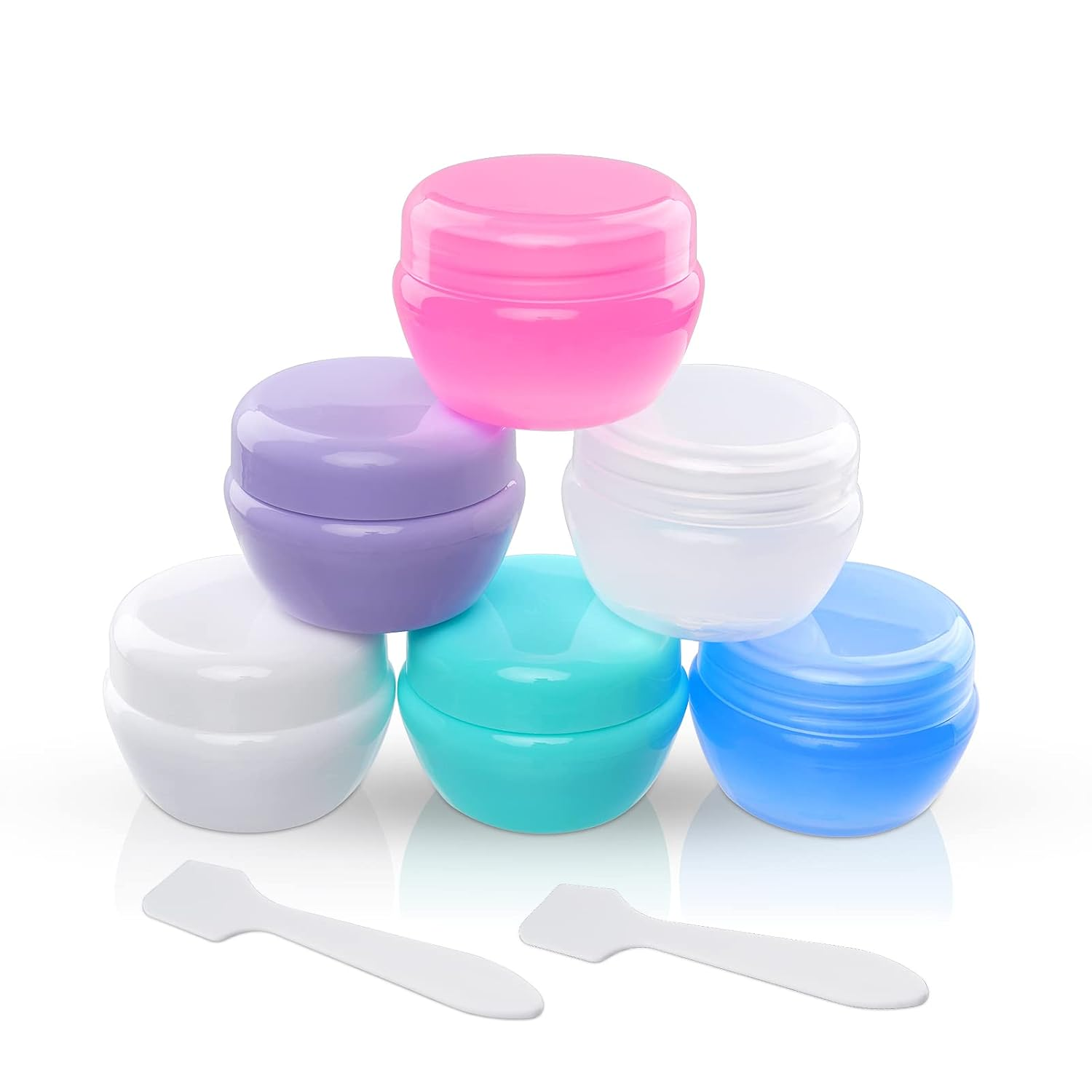 Small Plastic Travel Jars for Creams - TSA Approved Refillable Cosmetic Containers - Leak-Proof Travel Size Containers with Lid for Lotion, Makeup, Cosmetics - 6 Pieces