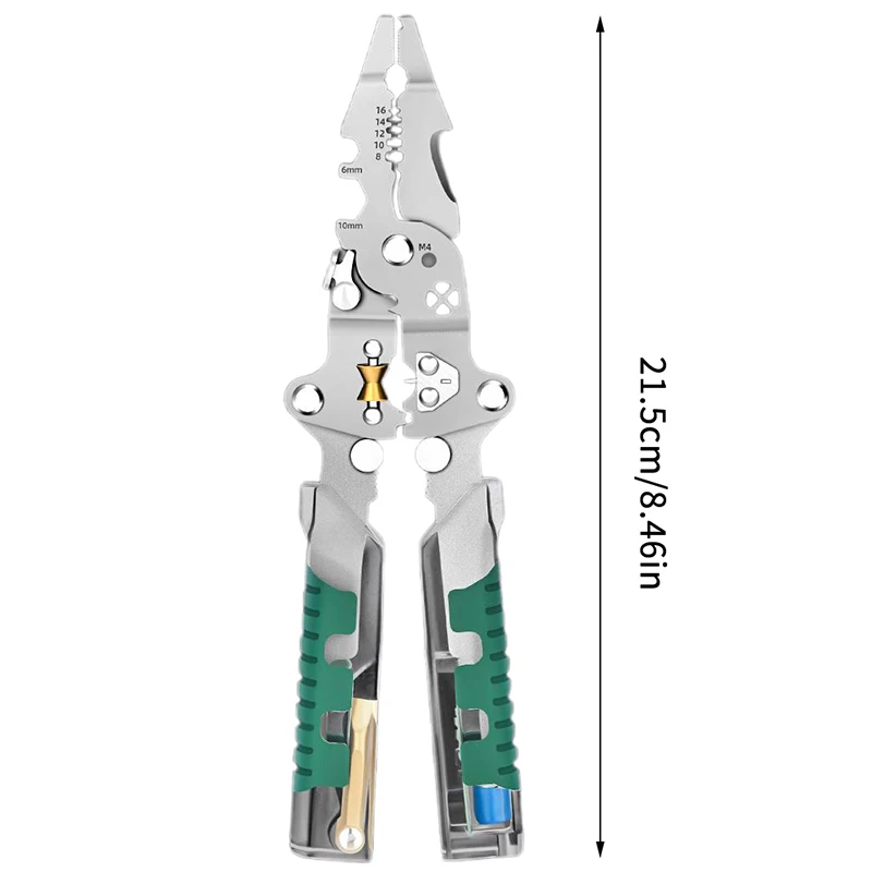 8 in 1 Wire Stripper with Voltage Tester, Multifunctional Plier Tools, Foldable Wire Stripper Electrical Pliers for Cutting