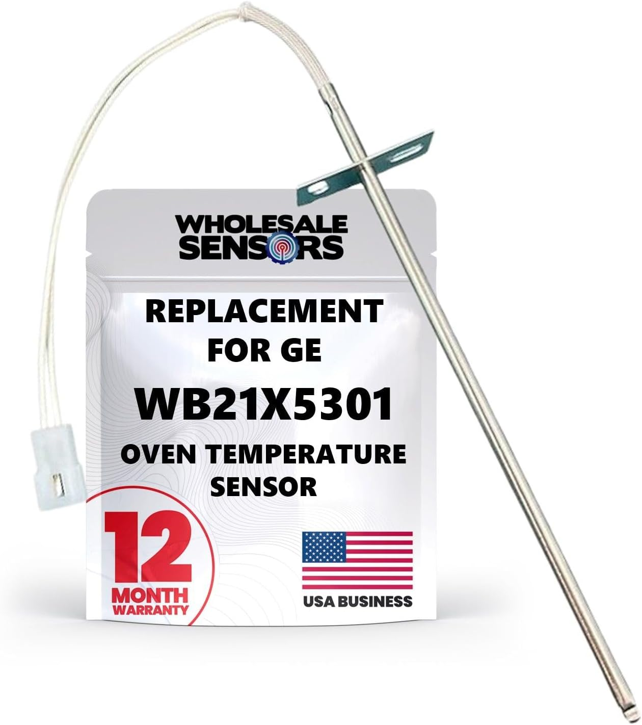 Replacement GE WB21X5301 Range Oven Temperature Sensor Probe Assembly 12 Month Warranty & USA Support