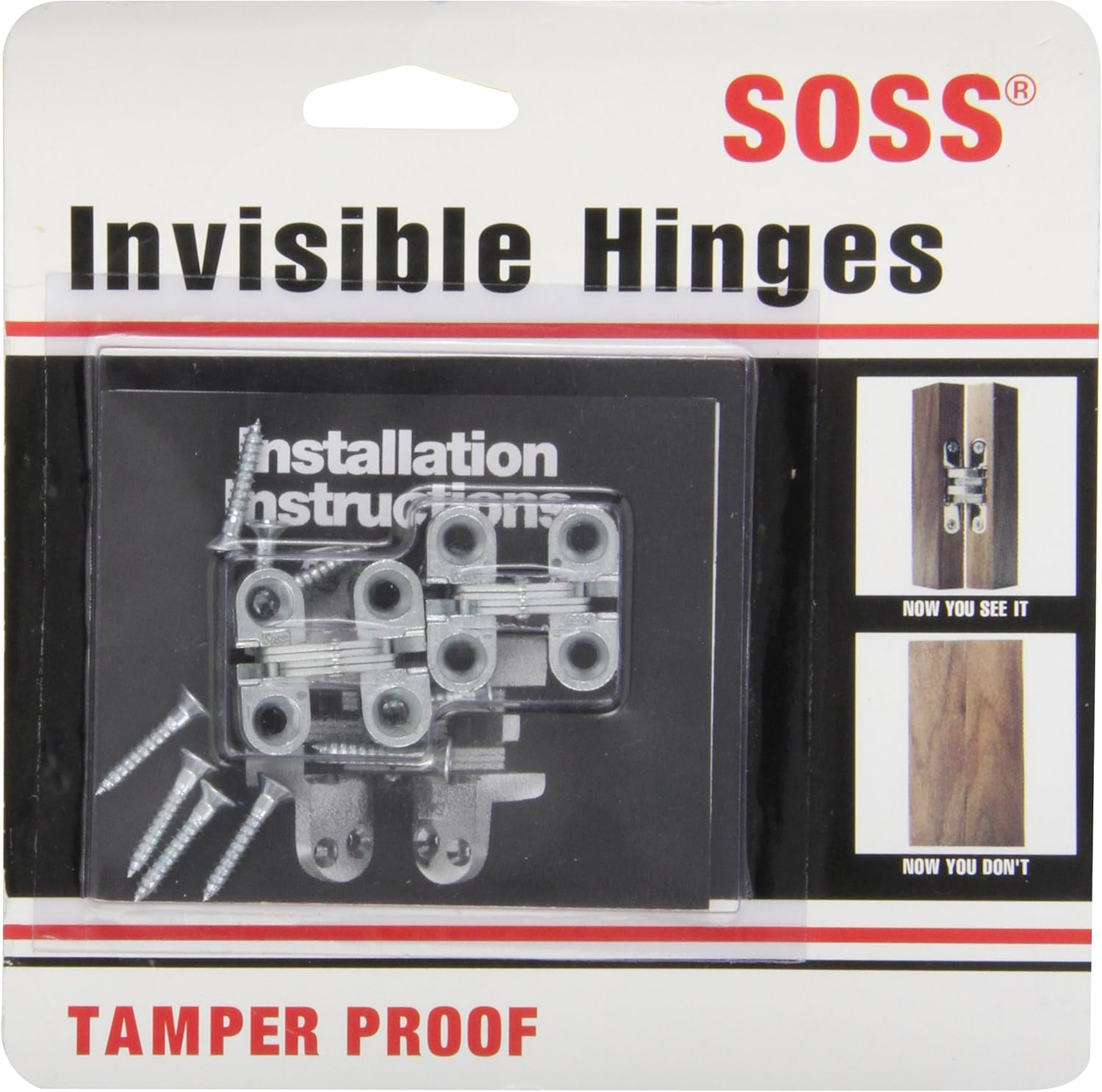 - 100CUS26D Mortise Mount Invisible Hinges with 4 Holes, Zinc, Satin Chrome Finish, 1