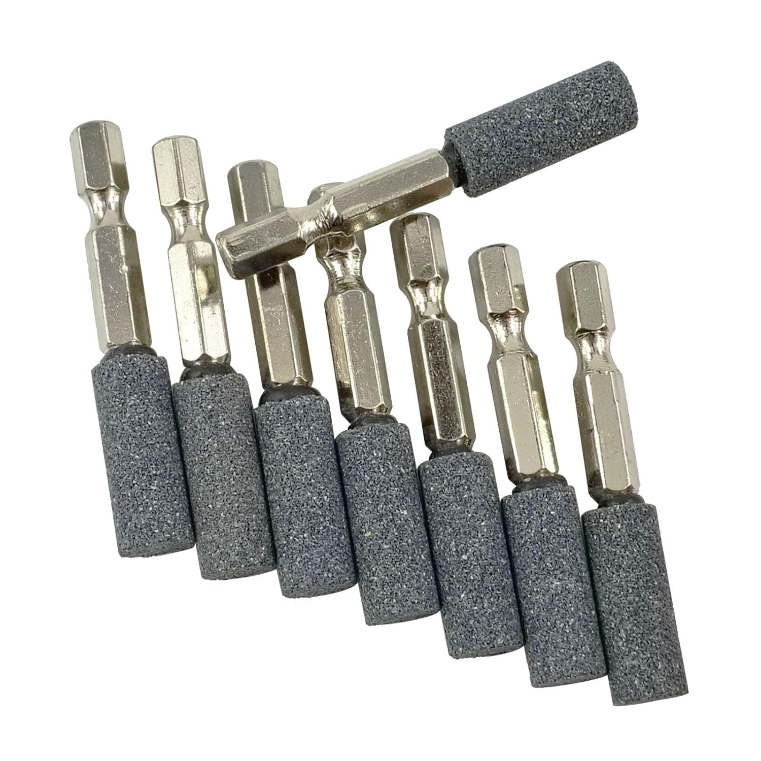Luo Ke 8 Pcs 10Mm Cylinder Shape Grinding Stones - 1/4'' Hex Shank Abrasive 