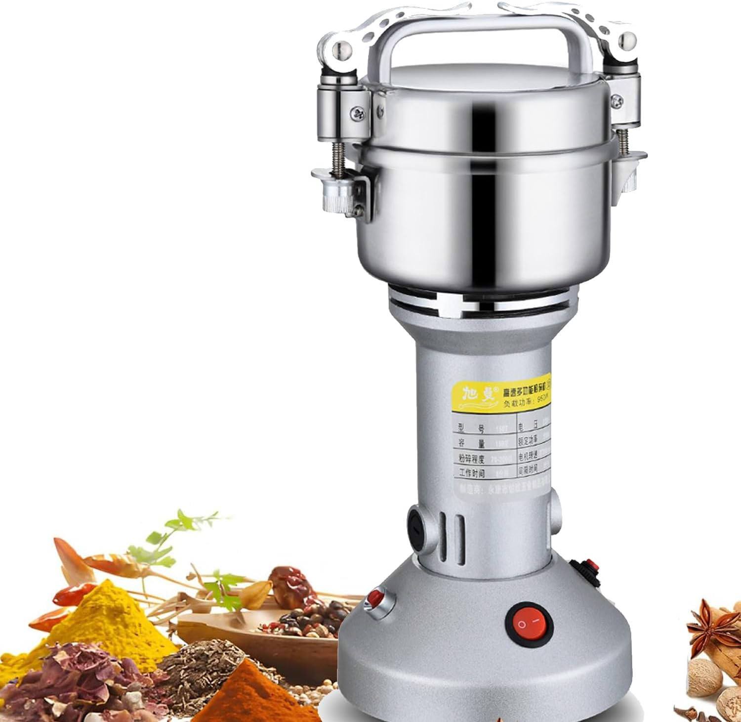 Stainless Steel Grain Mill - Electric 850W High-Speed Grinder for Corn, Wheat, Pepper, Coffee Bean