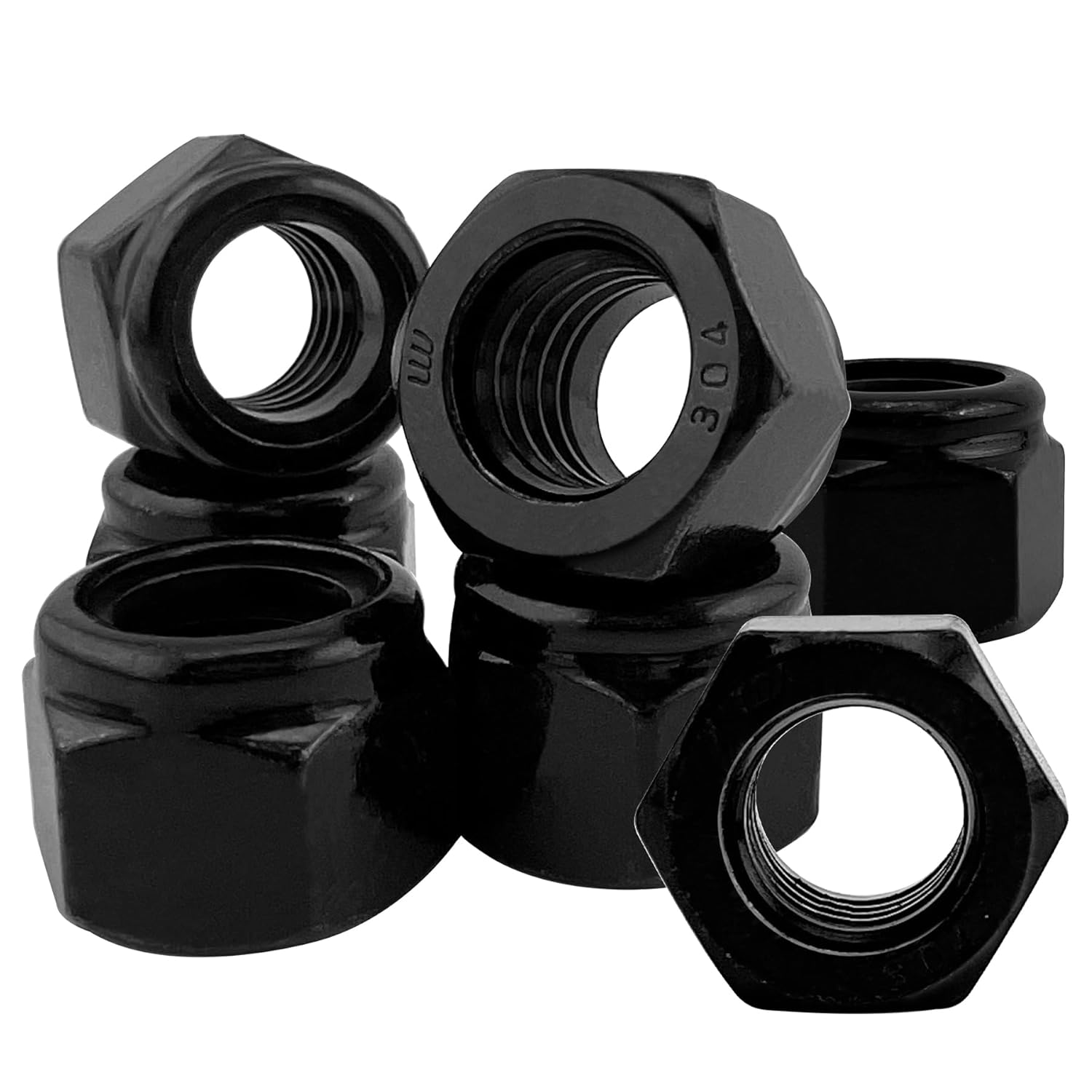 14Pcs 1/2-13 Black Nylon Lock Nuts, 304 Stainless Steel Nylon Insert Locknuts, A2-70 Grade Hex Nylock Nuts, Black Oxide Coarse Thread for Automotive & Machinery