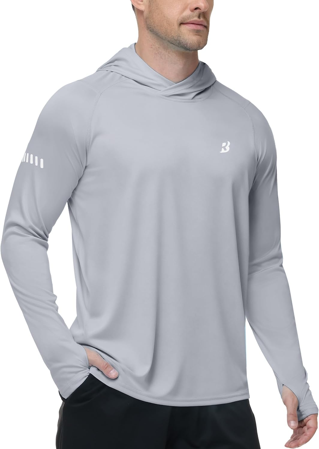 Roadbox Mens UPF 50+ Sun Protection Hoodie, UV Long Sleeve Fishing Shirts, Lightweight Swim Rash Guard for Outdoor Hiking