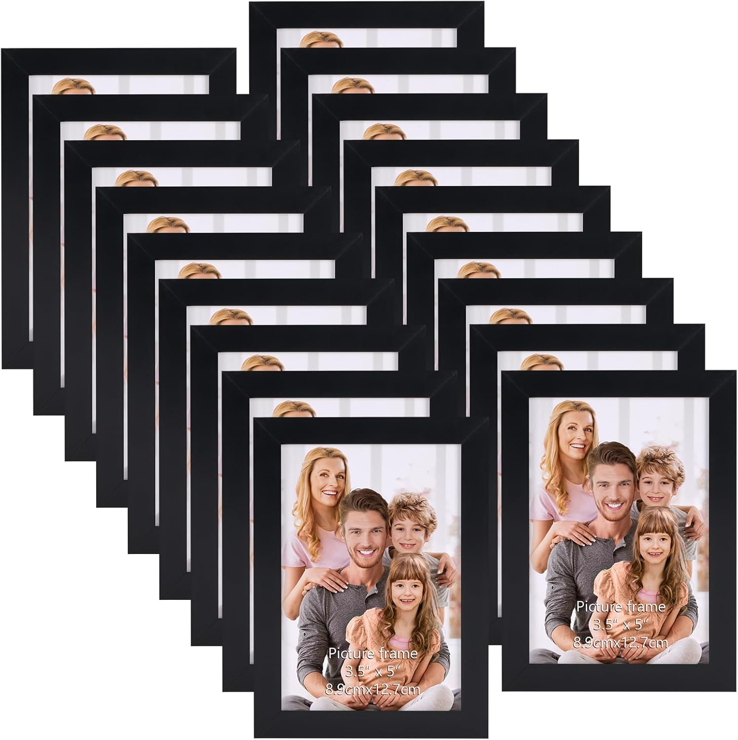 WIFTREY 18 Pack 3.5X5 Picture Frame Black, 3.5 X 5 Photo Frames Bulk for Wall Hanging or Tabletop Display
