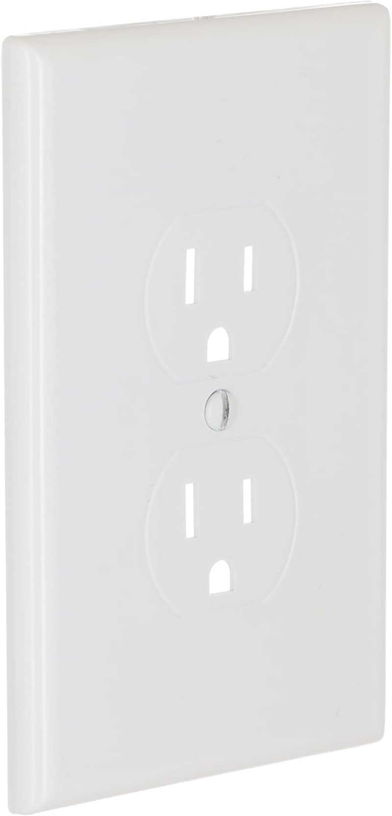 2520W MASQUE White 1-Gang Duplex Jumbo Electrical Outlet Cover Wall Plate, Replaces Old Wall Plate for Electric Outlet, Home Improvement Essential, White, 1-Pack