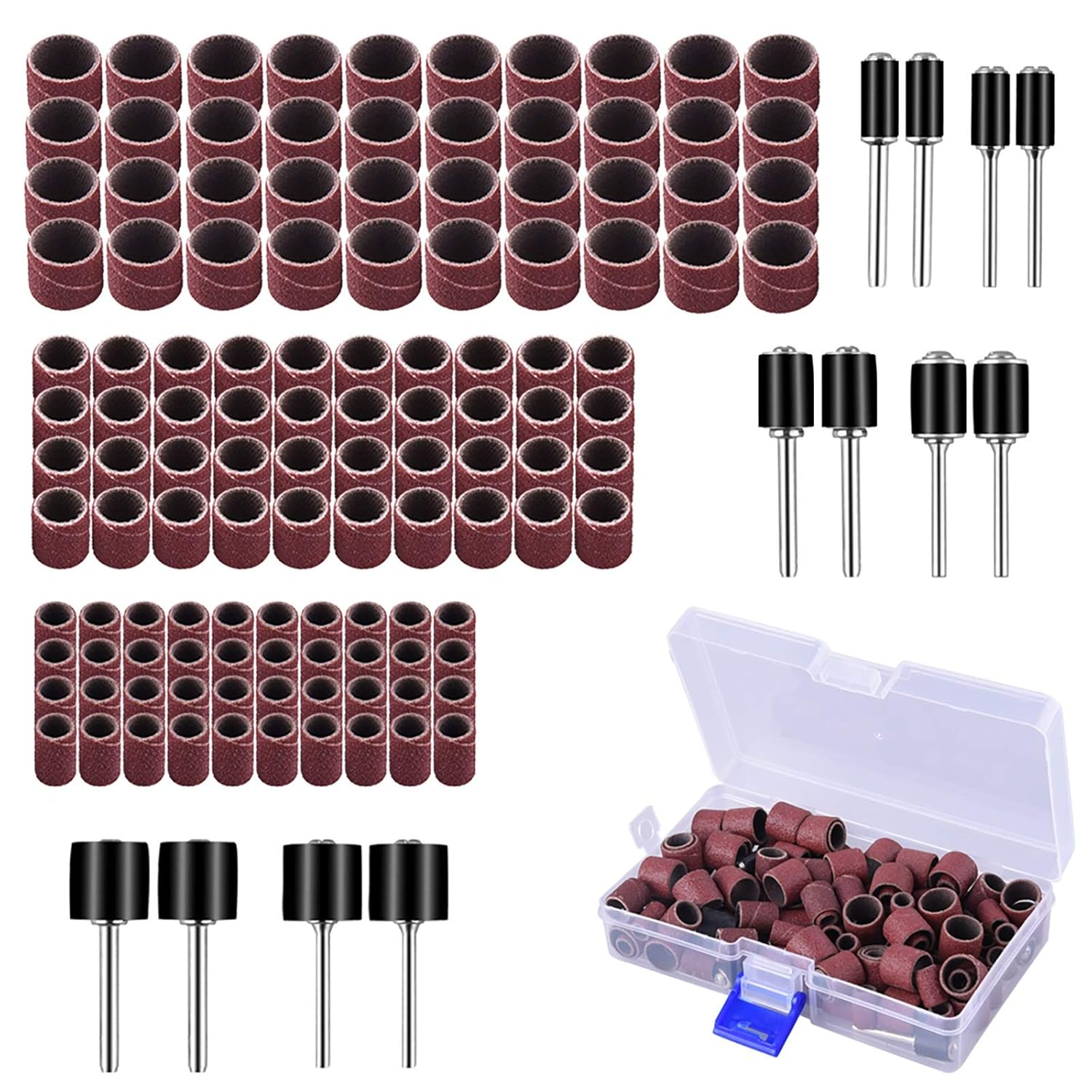 Oxide Sanding Drum Set with Free Box Drum Sander Sanding Sleeves 132 PCS