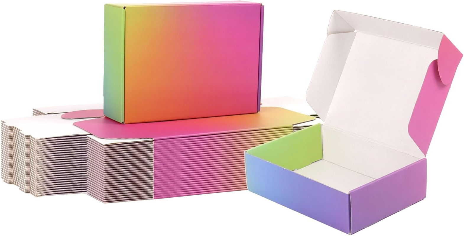 7X5X2 Shipping Boxes Small, 45 Pack Rainbow Corrugated Cardboard Mailer Boxes for Small Business, Mailing, Packaging