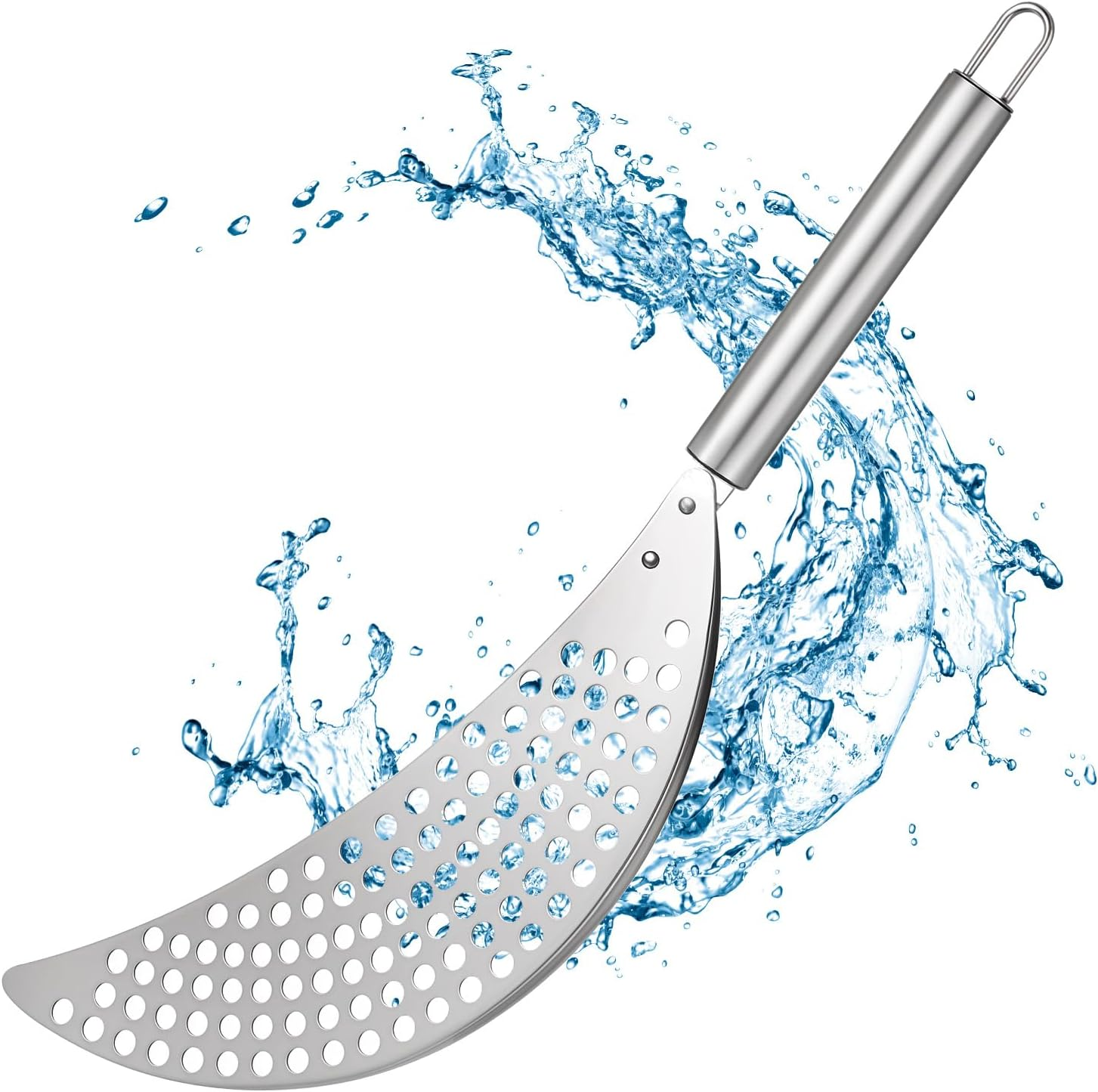 Stainless Steel Held Pot Strainer, Pasta Strainer with Handle Silver Durable Insert Drainer for Spaghetti Fry Noodles Fruit Vegetable Kitchen Pots Pans(14.17×2.55Inch)