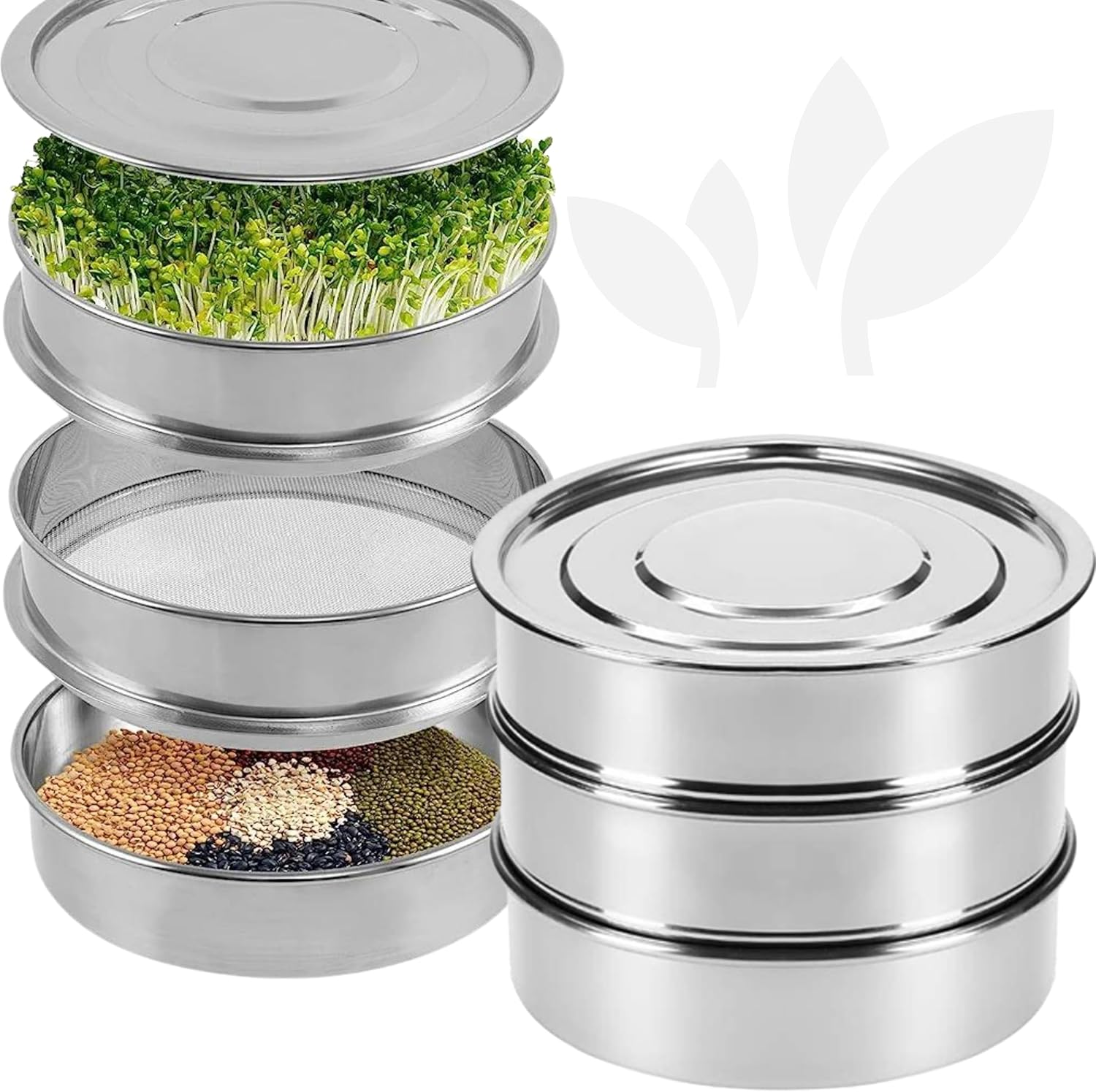Stainless Steel 3-Tier Seed Sprouting Kit for Microgreens and Broccoli