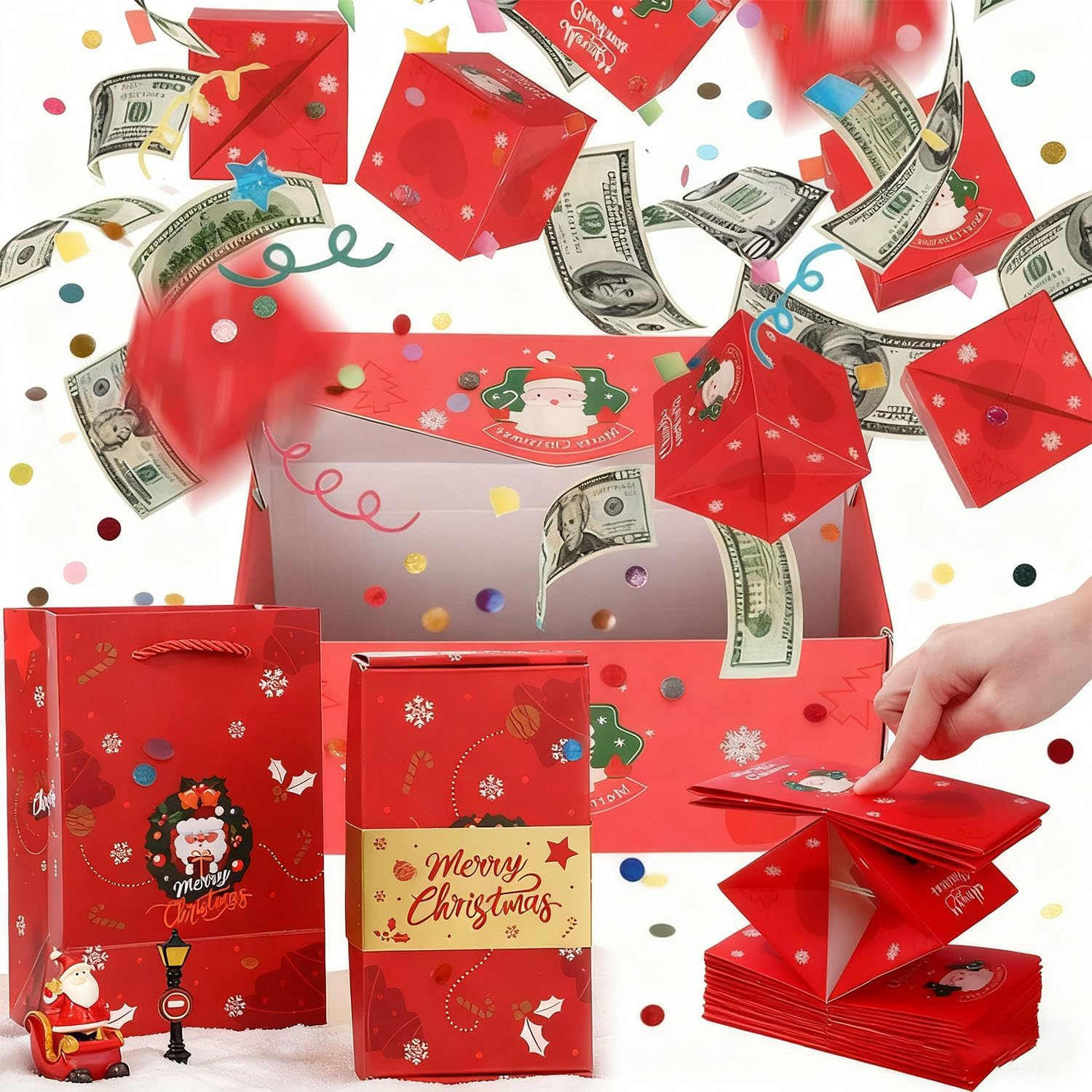 16 PCS Cash Explosion Luxury Pop-Up Surprise Box (Red) for Merry Christmas