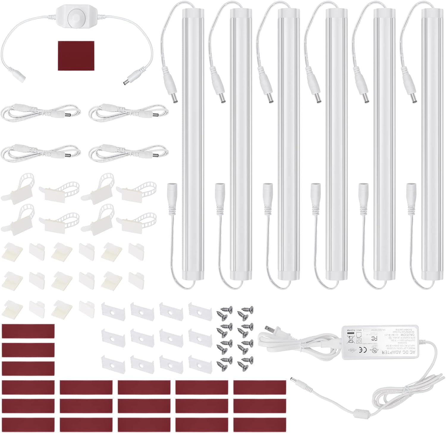 Kitchen under Cabinet LED Lighting Kit, Super Bright, 6 PCS 12 Inches Light Bars, Plug-In or Hardwire Power Adapter, 31W 2000 Lumen, for Cabinet Counter Shelf Workbench (Daylight White 5000K)