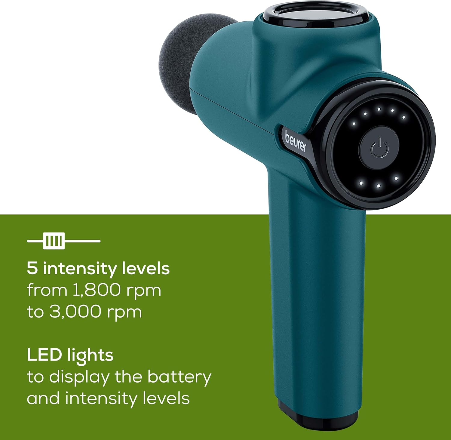 Beurer MG99 Compact Massage Gun, Mini Deep Tissue Massager with 4 Attachments... - Picture 4 of 13