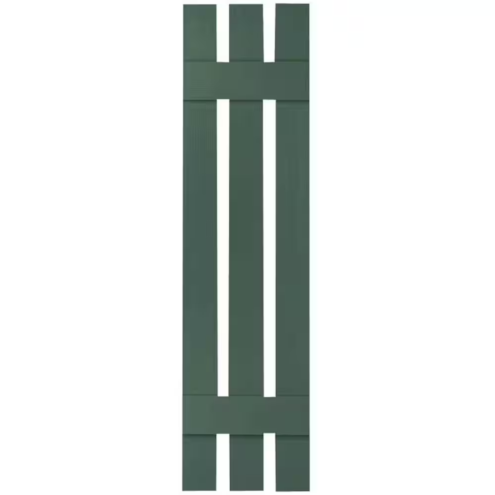 12 In. X 46 In. Lifetime Vinyl Tailormade Three Board Spaced Board and Batten Shutters Pair Forest Green