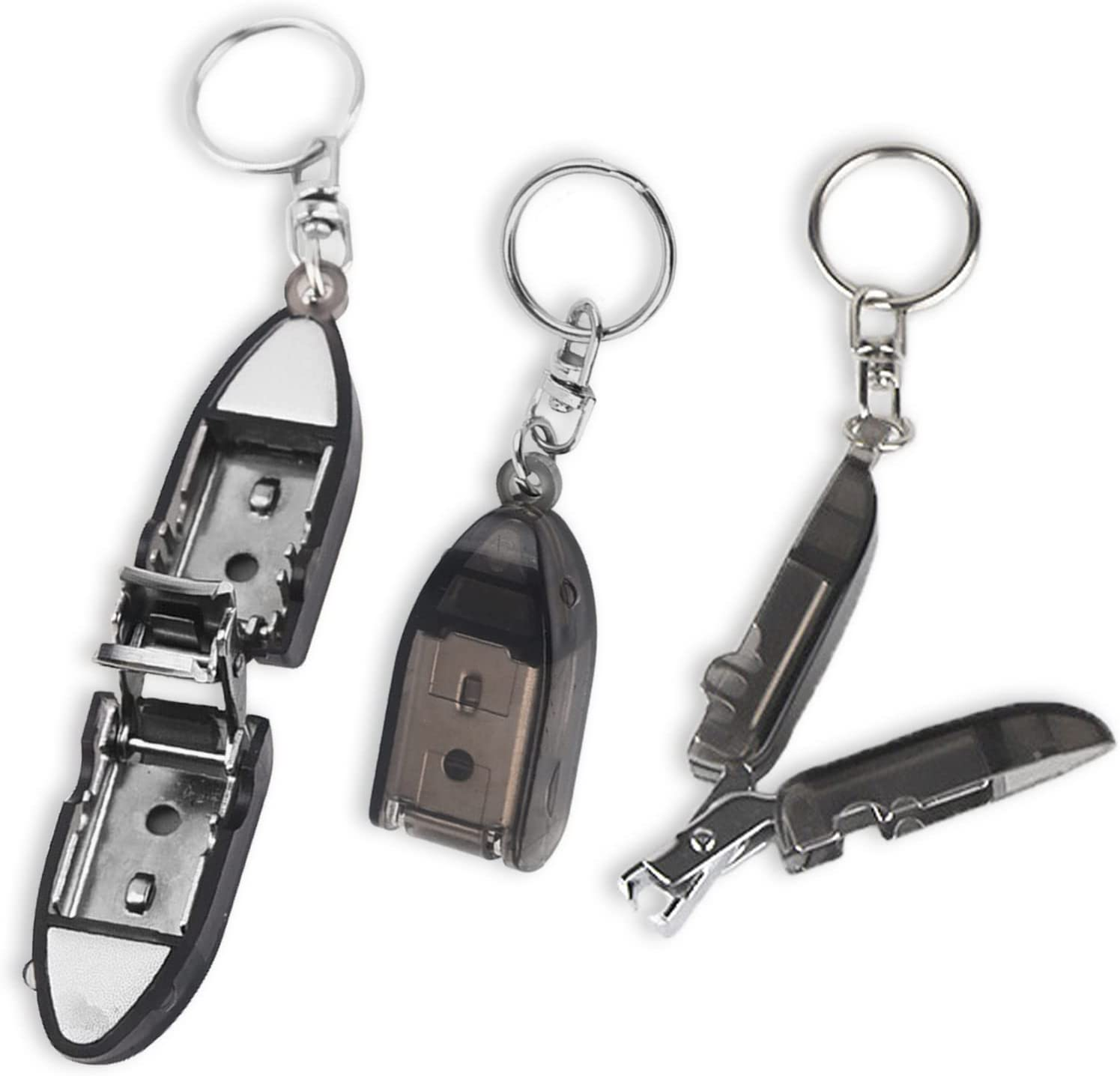 3Pack  Keychain Finger Nail Clippers, Mini Foldable Stainless Steel Nail Cutter, Portable Nail Clippers with Nail Files