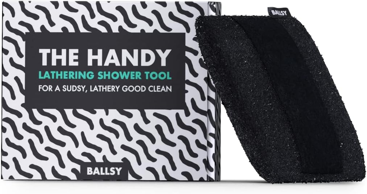 Ballsy Handy Shower Tool Sponge for Generating Extra Suds, with Gently Exfoliating Design