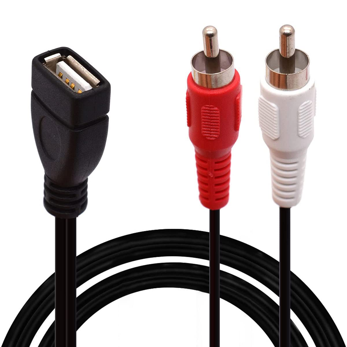 USB to RCA Cable, USB a 2.0 Female to 2 RCA Male Jack Y Splitter Audio Video AV Composite Adapter Cable (1.5 Meter)
