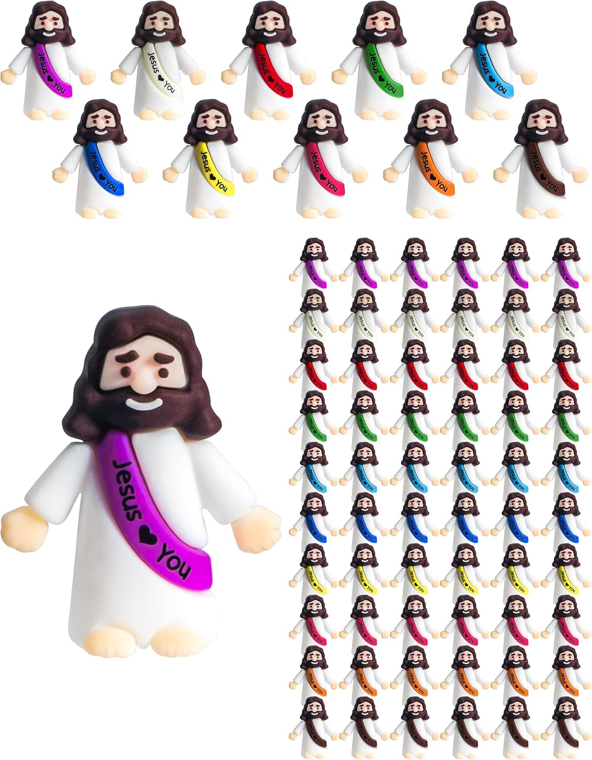 Little Jesus Figures, 100Pcs Mini Jesus Figurines in Bulk, 10Colors Baby Jesus Figure Mini for Hide and Seek Religiou Party Favors Sunday School Baptism Gifts Christmas Stocking Stuffers