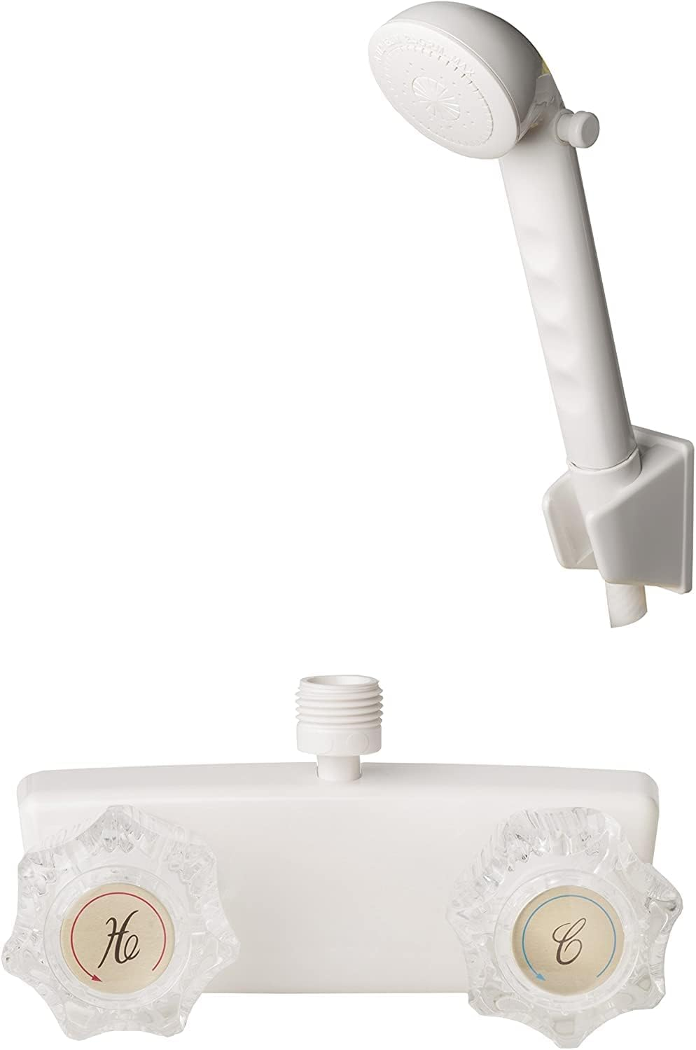 RV Shower Faucet W/Showerhead and Hose - Outdoor Non-Metallic Shower Parts On-Off Handheld Shower Head Valve Diverter Replacements for Rvs, Fifth Wheels, Motorhomes,Travel Trailers,Campers,White