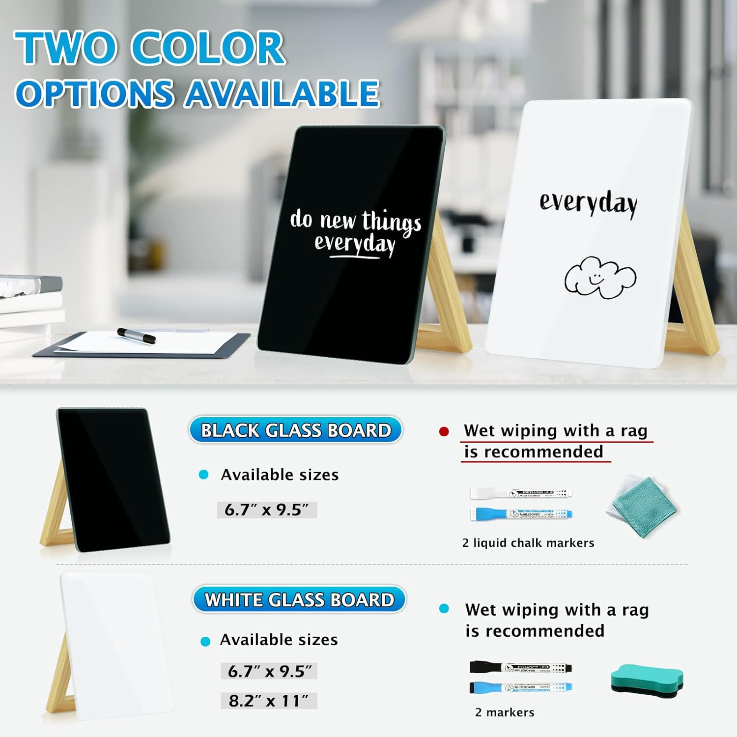 QUEENLINK Desktop Black Glass Dry Erase Board, Small Glass Whiteboard with Ad... - Picture 7 of 16