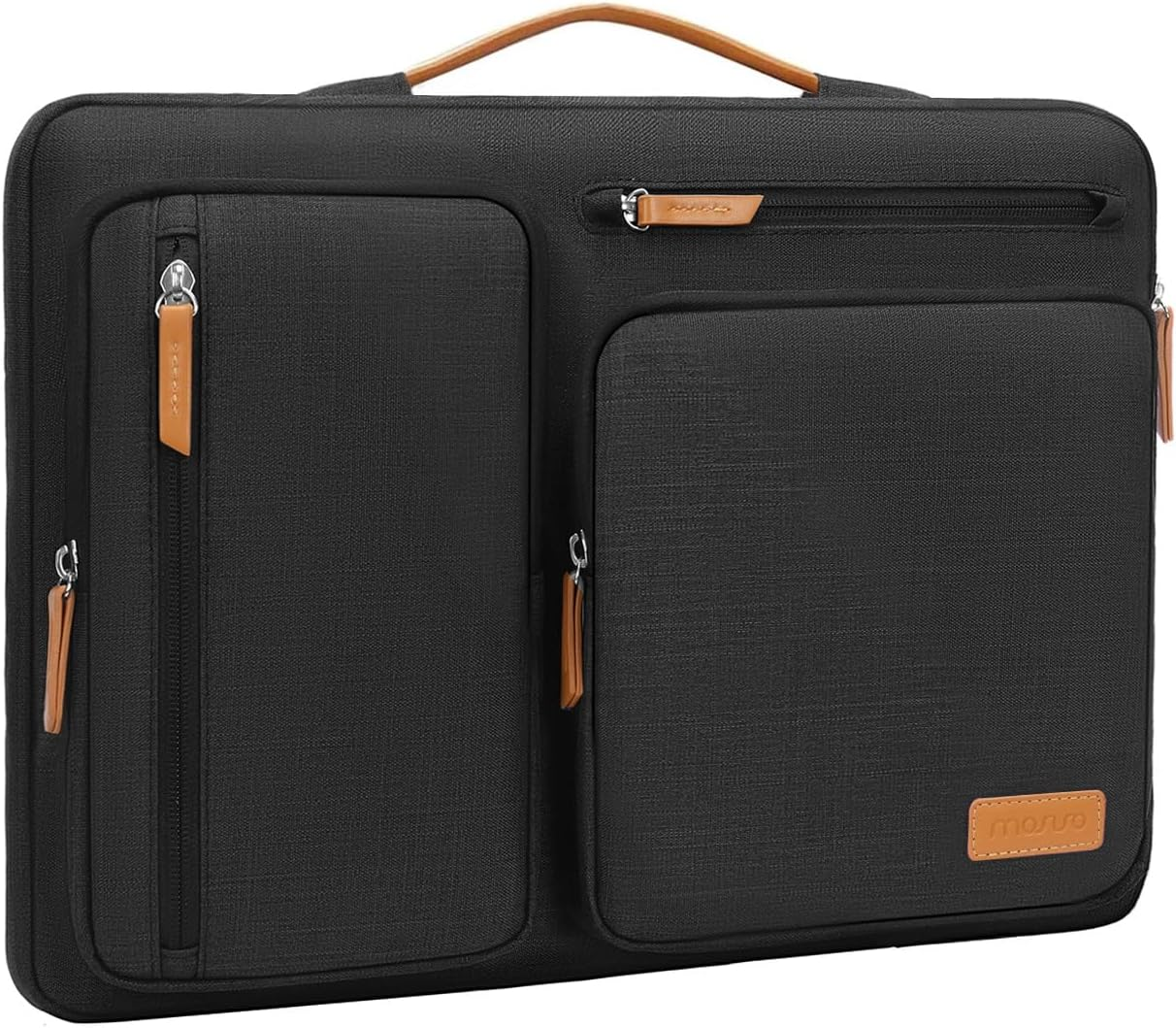 360 Protective Laptop Case 13.3 inch, 13-13.3 inch Laptop Sleeve Compatible with MacBook Air/Pro 13 / Pro 14,HP Dell Acer ASUS,Side Open Carrying Case with 4 Zipper Pockets&Handle, Black