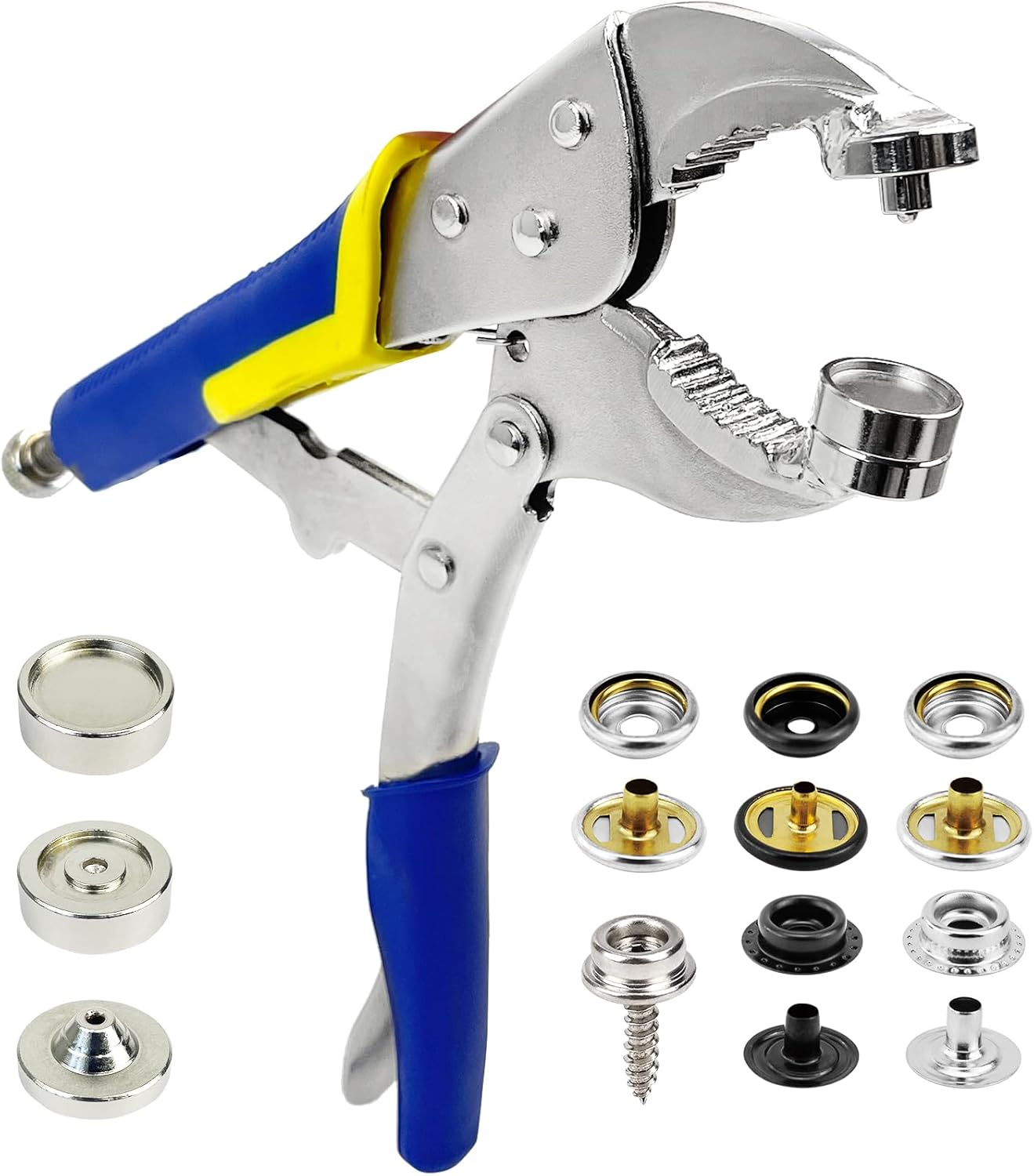 Snap Fastener Tool,Snap Tool for Boat Covers, Heavy Duty Snap Setter Pliers Canvas Snap Fasteners Kit Includes 60 Sets 15Mm Stainless Snaps