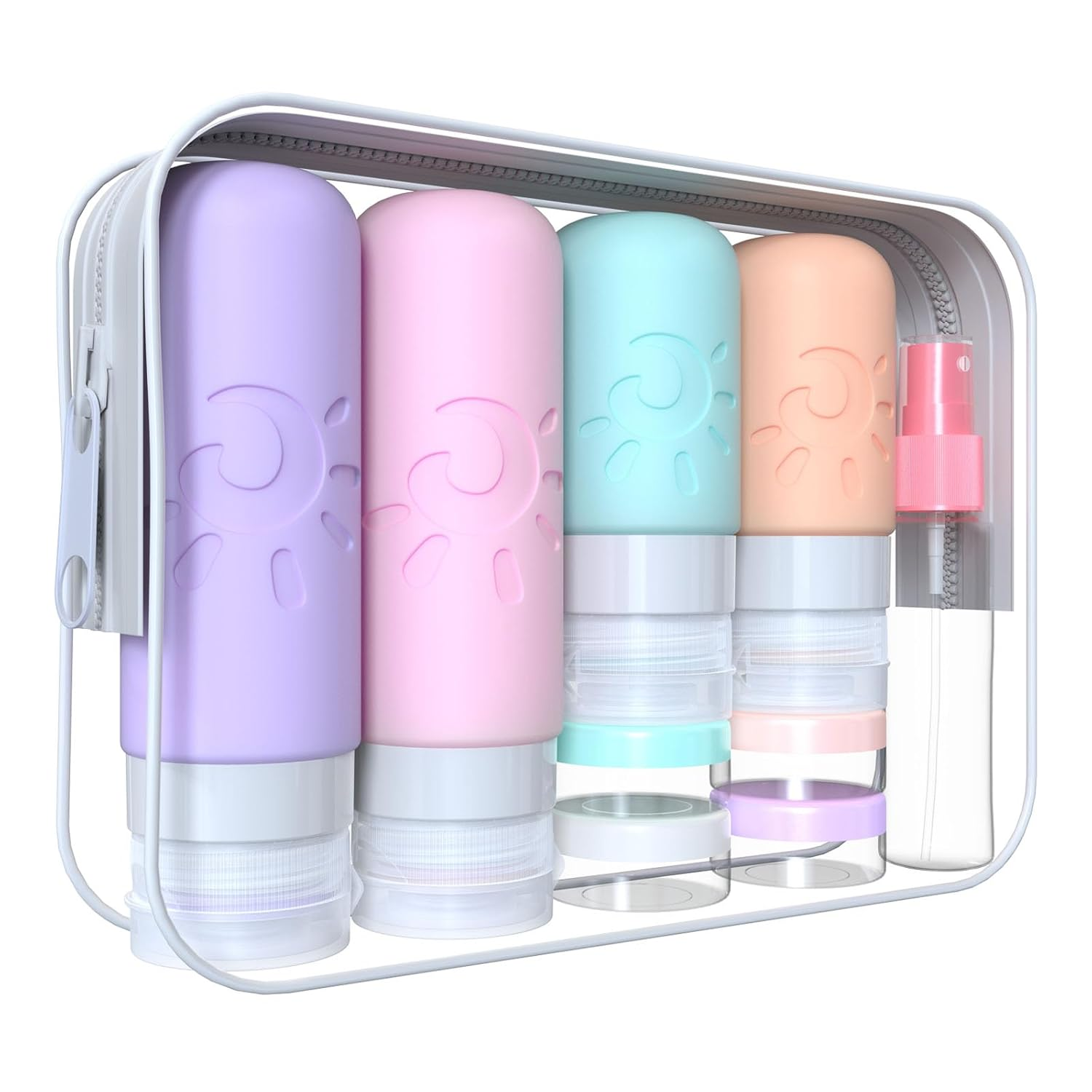 18 Pack Travel Bottles for Toiletries, TSA Approved Silicone Travel Containers Leak Proof Refillable Travel Accessories for Shampoo Conditioner Lotion Body Wash(Multicolored C)