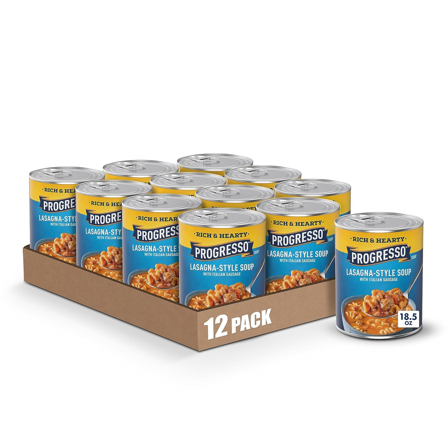 Rich & Hearty, Lasagna-Style Soup with Italian Sausage, Canned Soup, 18.5 Oz. (Pack of 12)