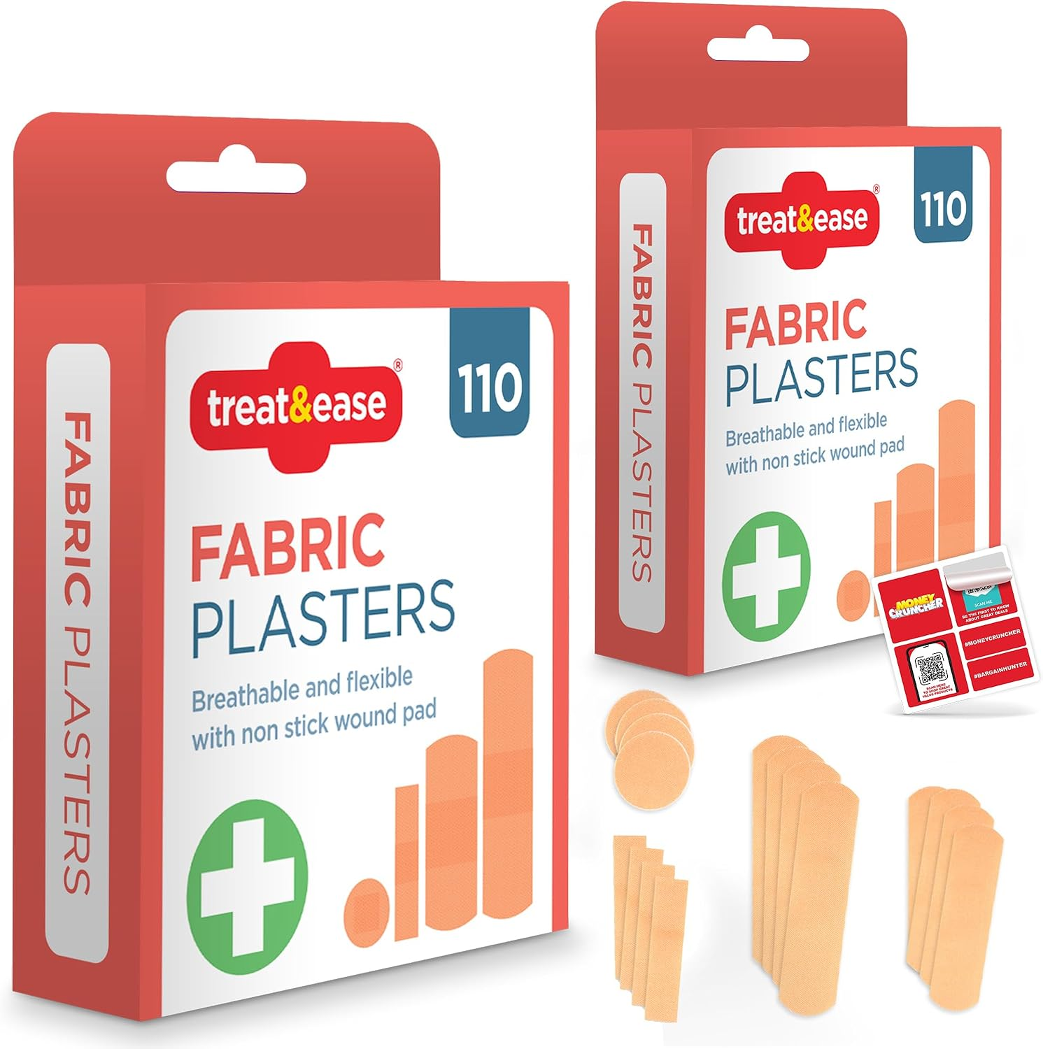 220Pk Fabric Plasters - Assorted Sizes for Cuts and Grazes | Breathable Fabric Plasters with Strong Adhesive, Flexible for Joints, Absorbent Pads, First Aid Kits and Daily Use