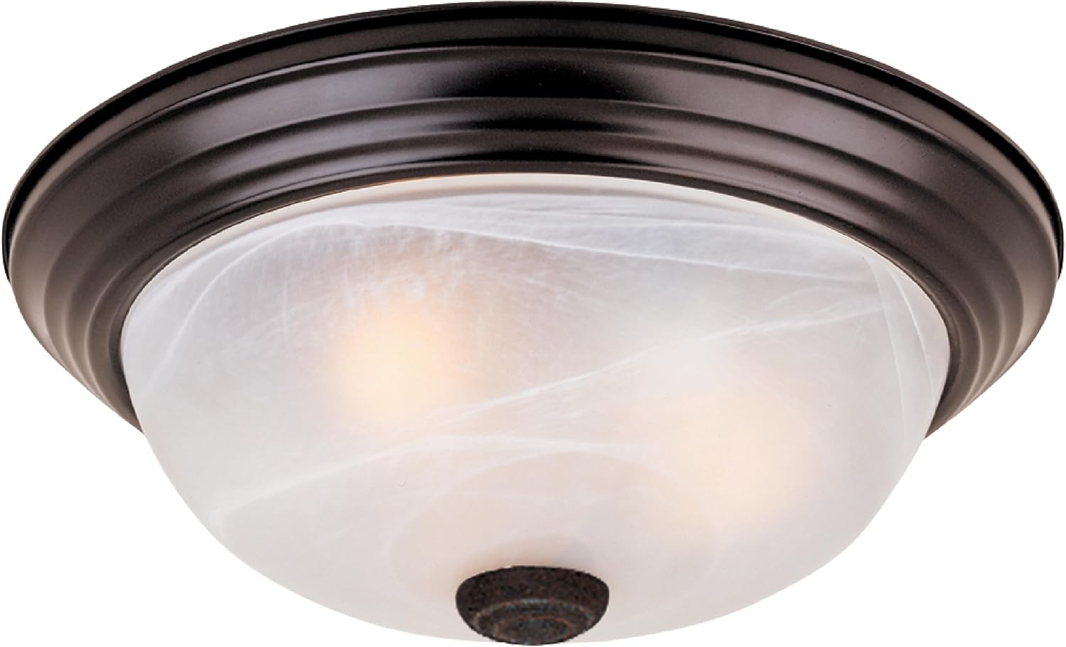 Reedley 2-Lights Flush Mount Ceiling Light, 11 Inch Lighting Fixture for Kitchen, Bedroom, Bathroom, and Hallway, White Alabaster Glass, Oil Rubbed Bronze, 1257S-ORB-AL