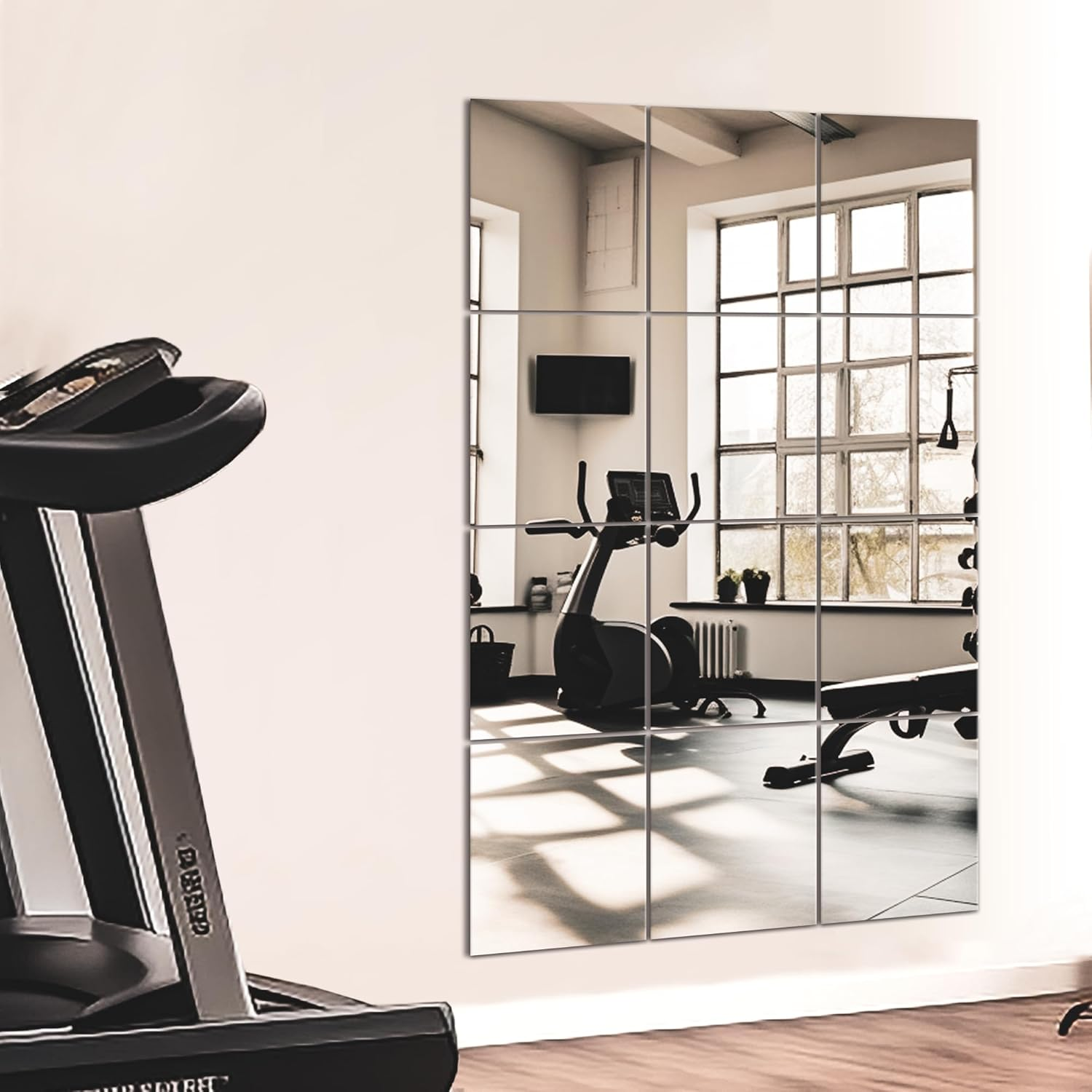 Wall Mirror Full Length Mirror for Wall,Home Gym Mirror 14''x12'' x 12PCS, Glass Frameless Body