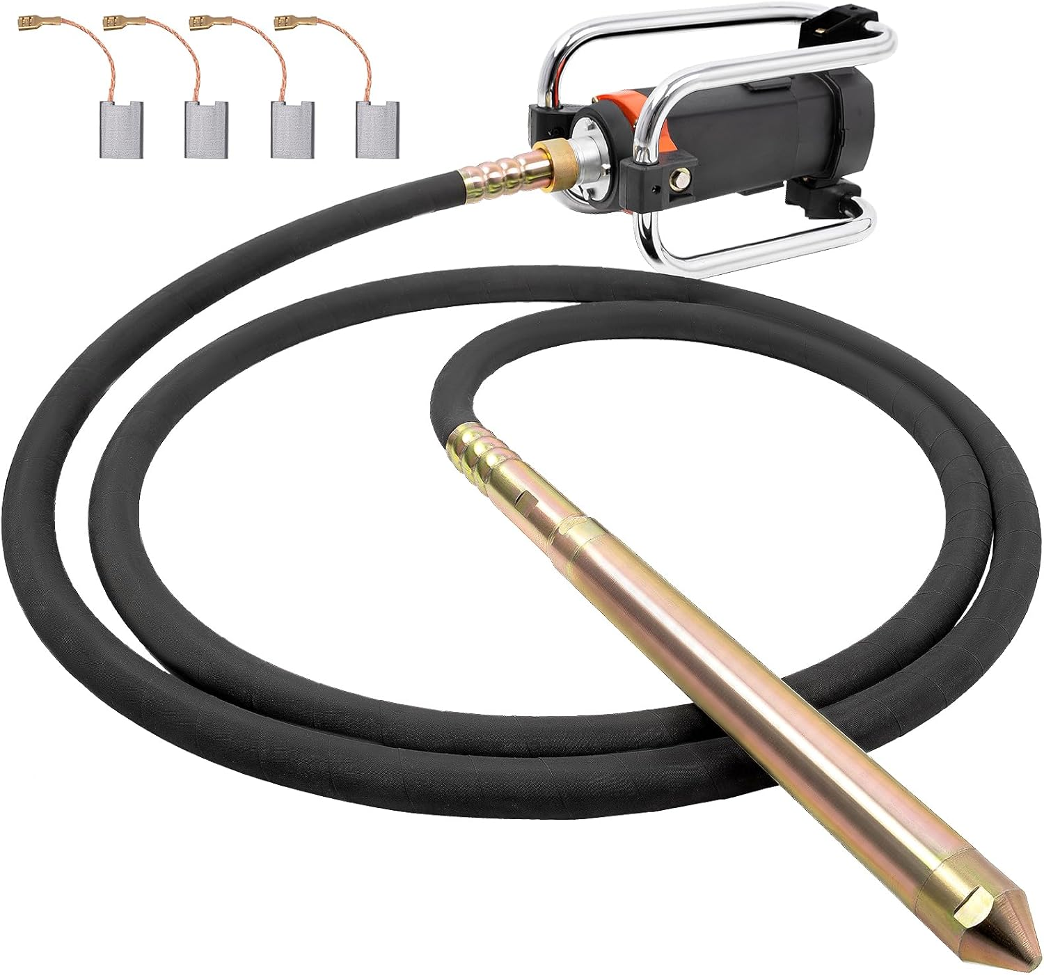 Electric Concrete Vibrator Handheld, 2HP 1500W 18000RPM Powerful Copper Motor Portable Construction Insertion Cement Concrete Vibrating Tool with 4.5M (14-3/4Ft) Long Flexible Shaft