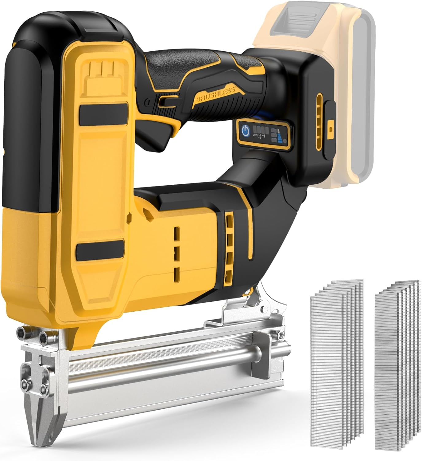 2 in 1 Cordless 18GA Brad Nailer & Stapler, Compatible with Dewalt 20V Max Battery (No Battery), Nail Gun/Staple Gun Battery Powered with 1200 Nails/Staples for DIY, Woodworking