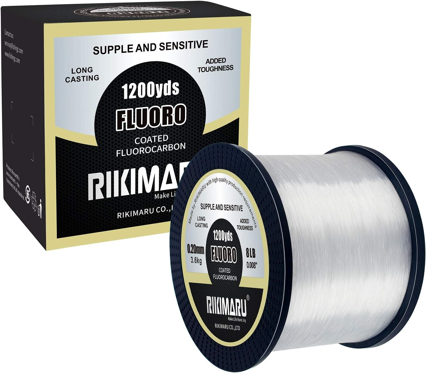 RIKIMARU Fluoro Fishing Line, 100% Soft Fluorocarbon Coated Fishing Line - Picture 9 of 18