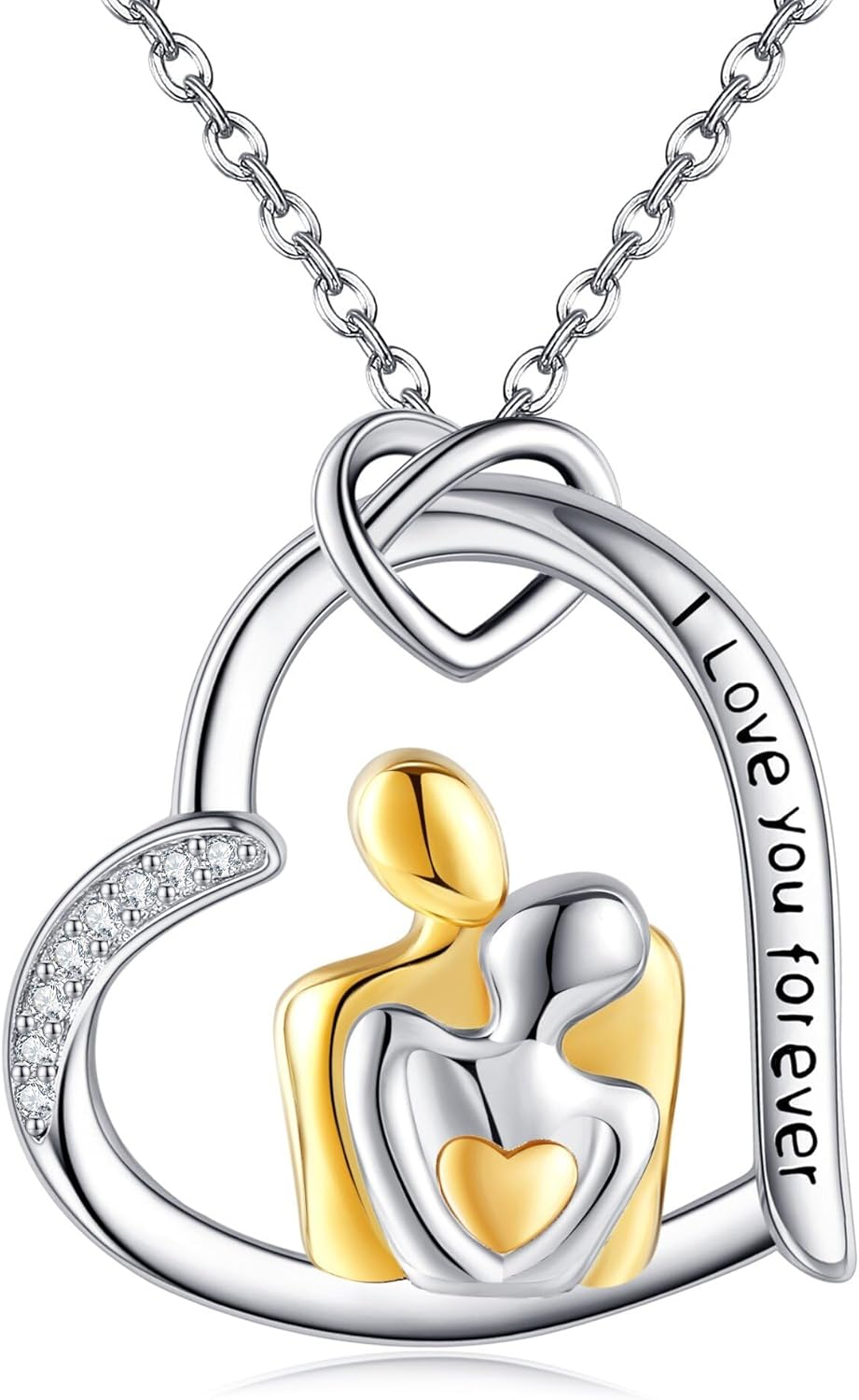 Collar Abrazos Plata 925 Corazon Pareja de Regalo Aniversario Mujer y Esposa