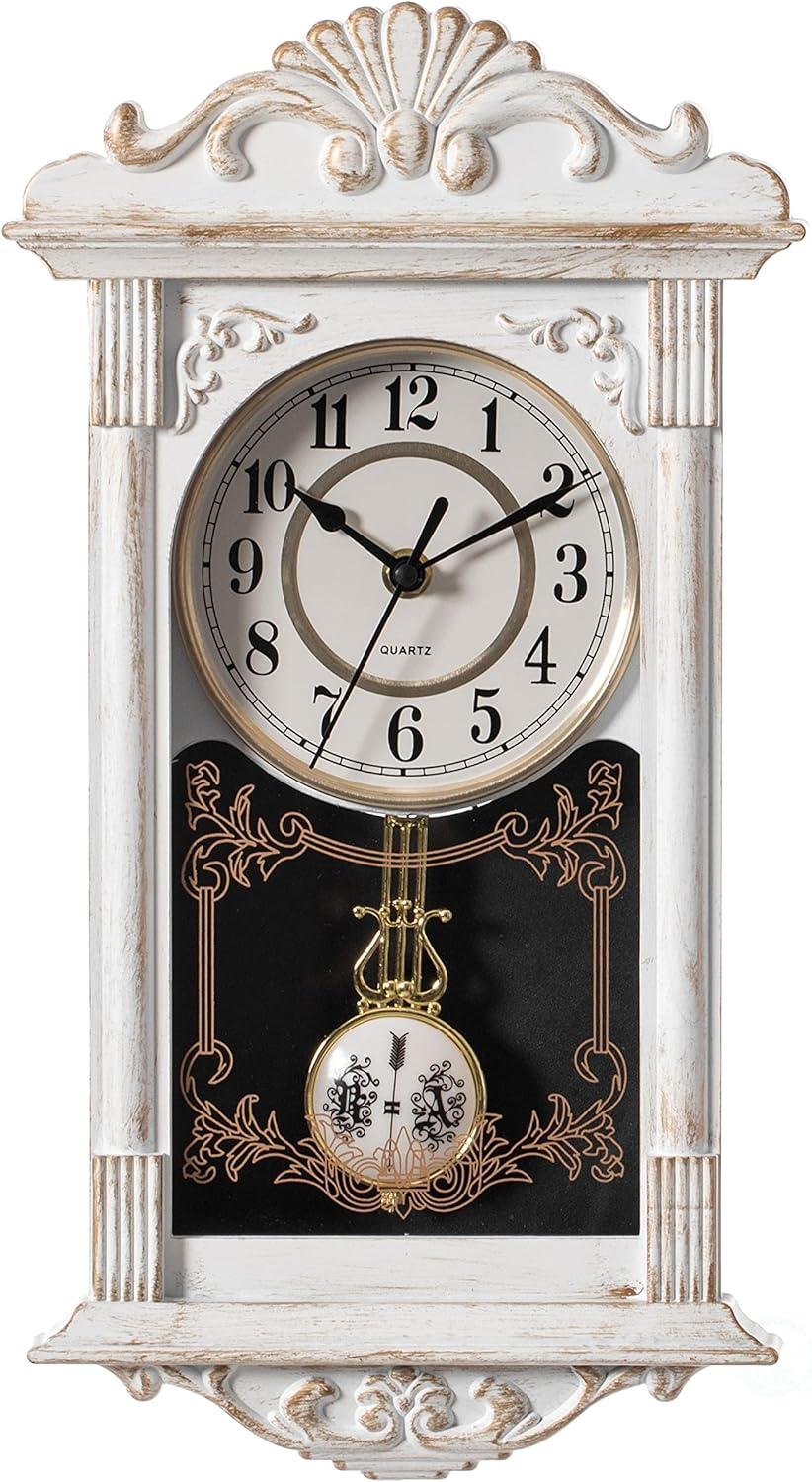 Clockswise Vintage Grandfather Wood-Looking Plastic Pendulum Decorative Wall
