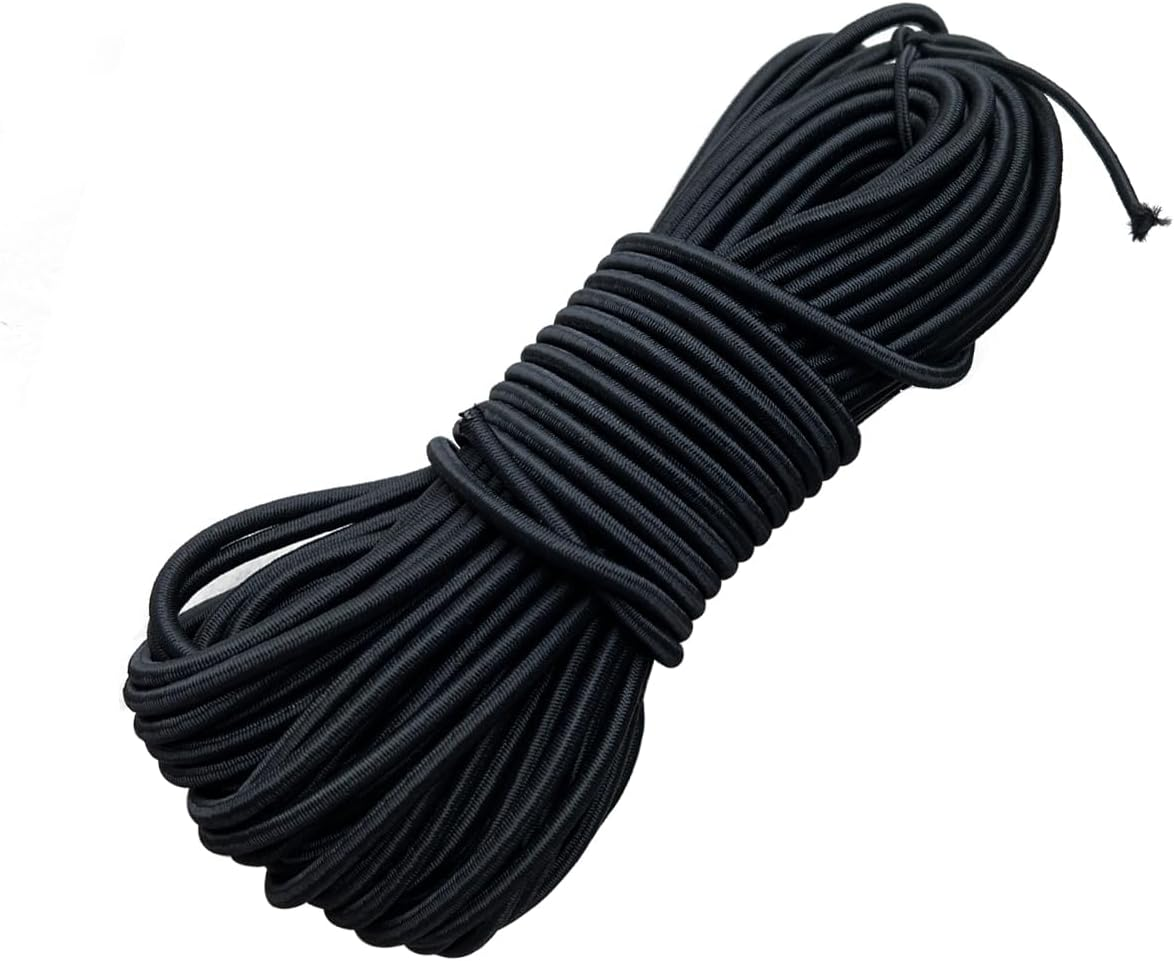 4Mm/65.6 FT Elastic Bungee Shock Cord, Tunan Heavy Duty round Stretch String Elastic Rope for DIY Crafts Tie Downs - Black