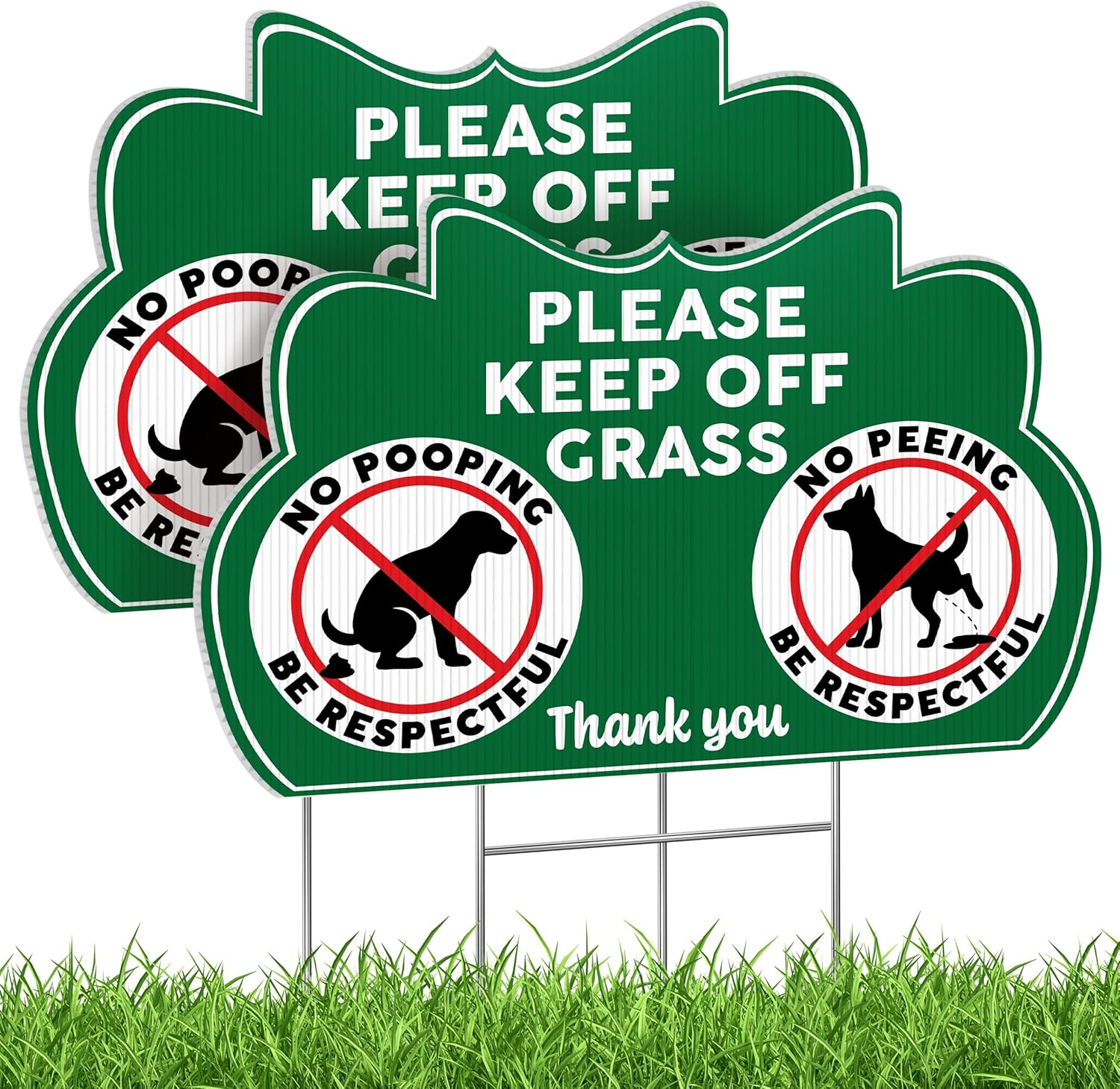 Keep Off Grass Signs for Yard with Stakes, 8 x 12 Inch Double Sided No Dog Poop Signs for Yard, Weather-Resistant Corrugated Plastic Lawn Sign