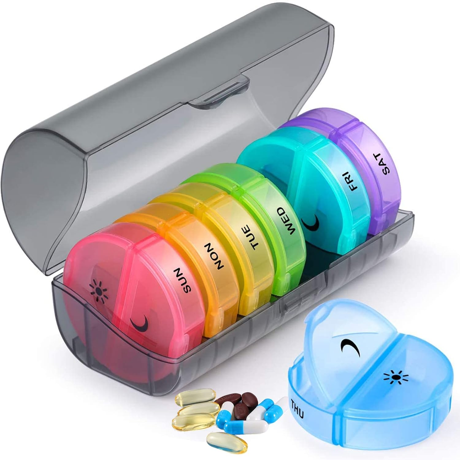 Techshining Pill Organizer 7 Day 2 Times a Day, Daily Pill Container Weekly B... - Picture 2 of 2