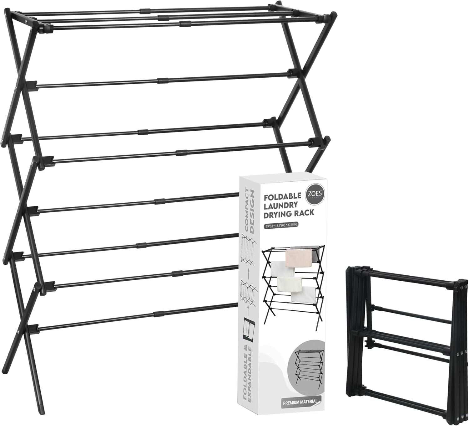 Clothes Drying Rack | Foldable Drying Rack Clothing for Laundry | Small Collapsible Portable Dryers for Laundry | Use for Indoor & Outdoor | Black 37.5"X29"X12"