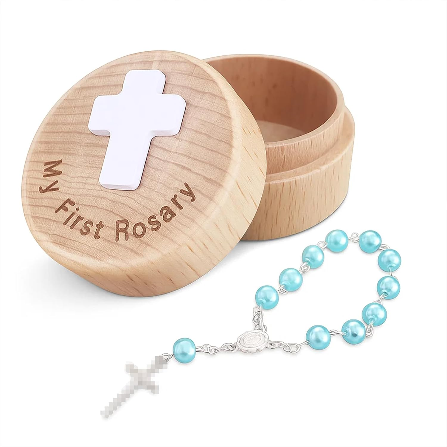 TBTFW My First Rosary, Baptism Keepsake Box, Catholic Baptism Gifts for Boys, Rosary for Baby Birthday and Shower